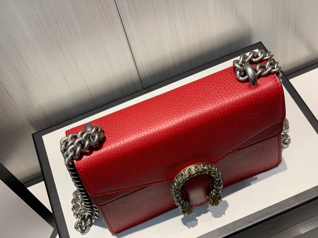 [TOP] GUCCI G*G Dionysus Stones Logo Bag Small 28cm - Red