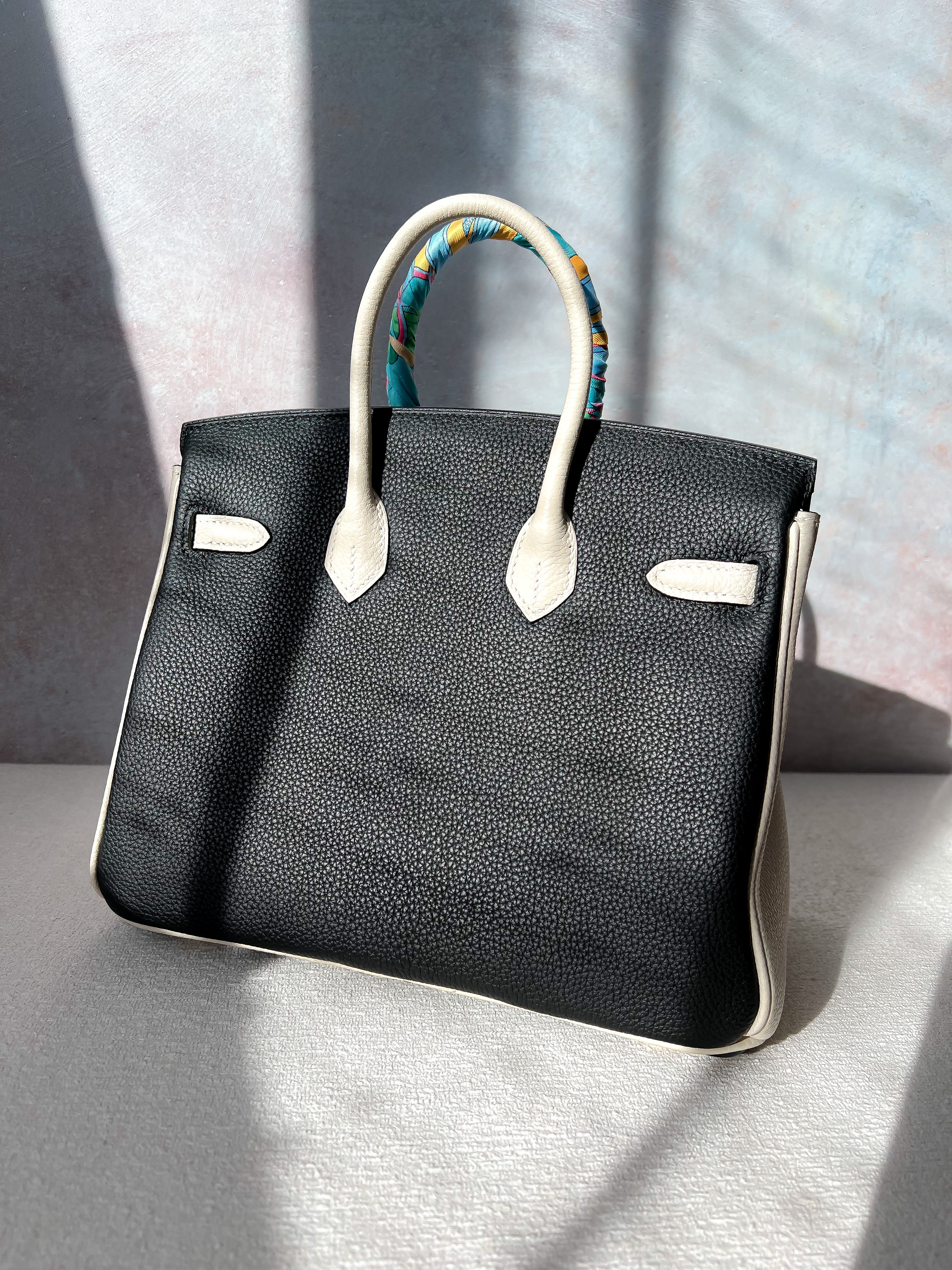 [TOP] HERMES Birkin 2 Tones 25cm - Black and Cream (Customised)