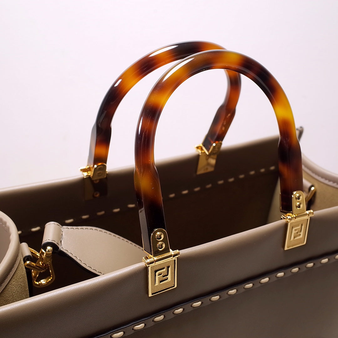 [TOP] FENDI FENDI Sunshine Roma F Medium Tote Bag - Light Brown