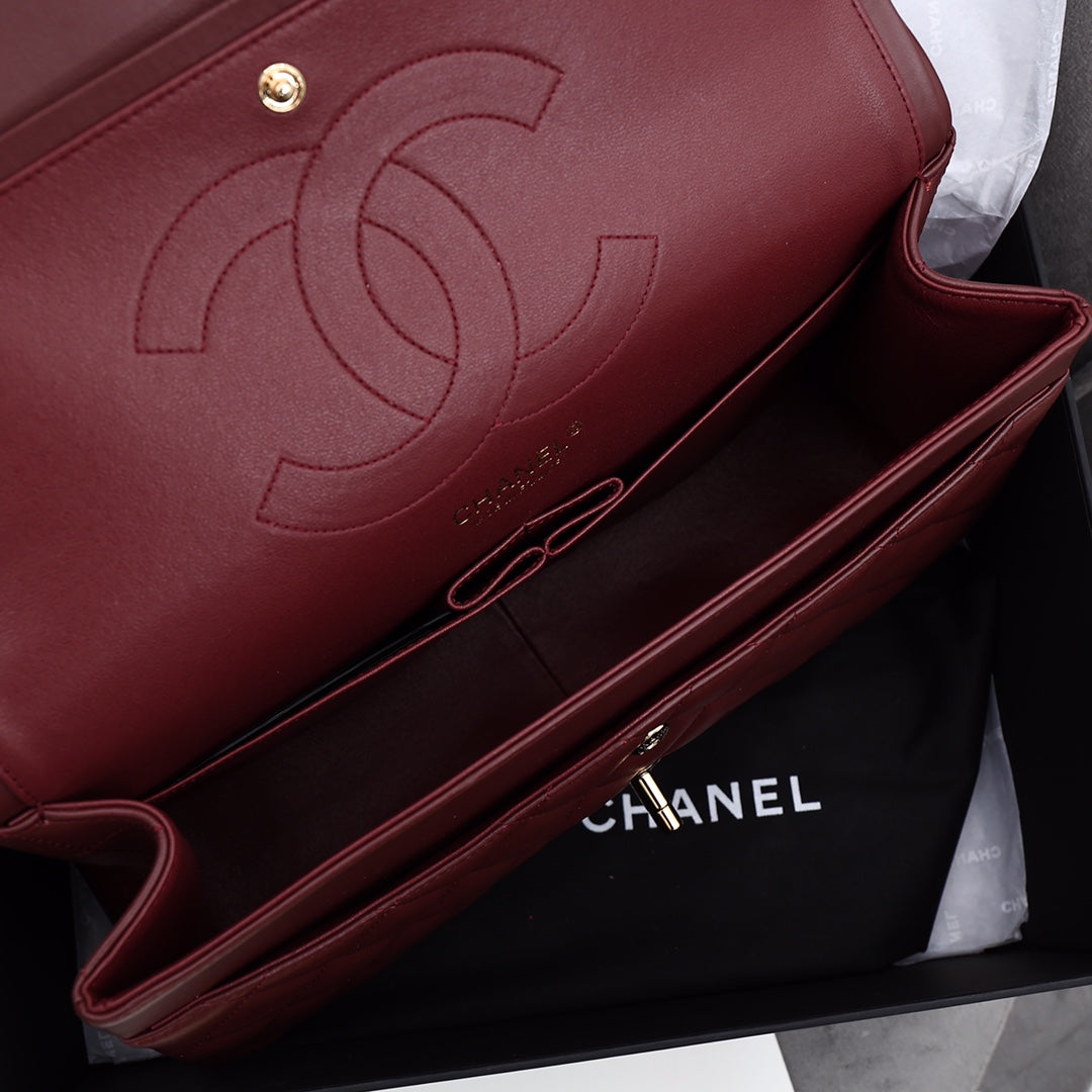 [TOP] CHANEL Classic Flap Bag 25cm/Jumbo 30cm - Burgundy & GHW