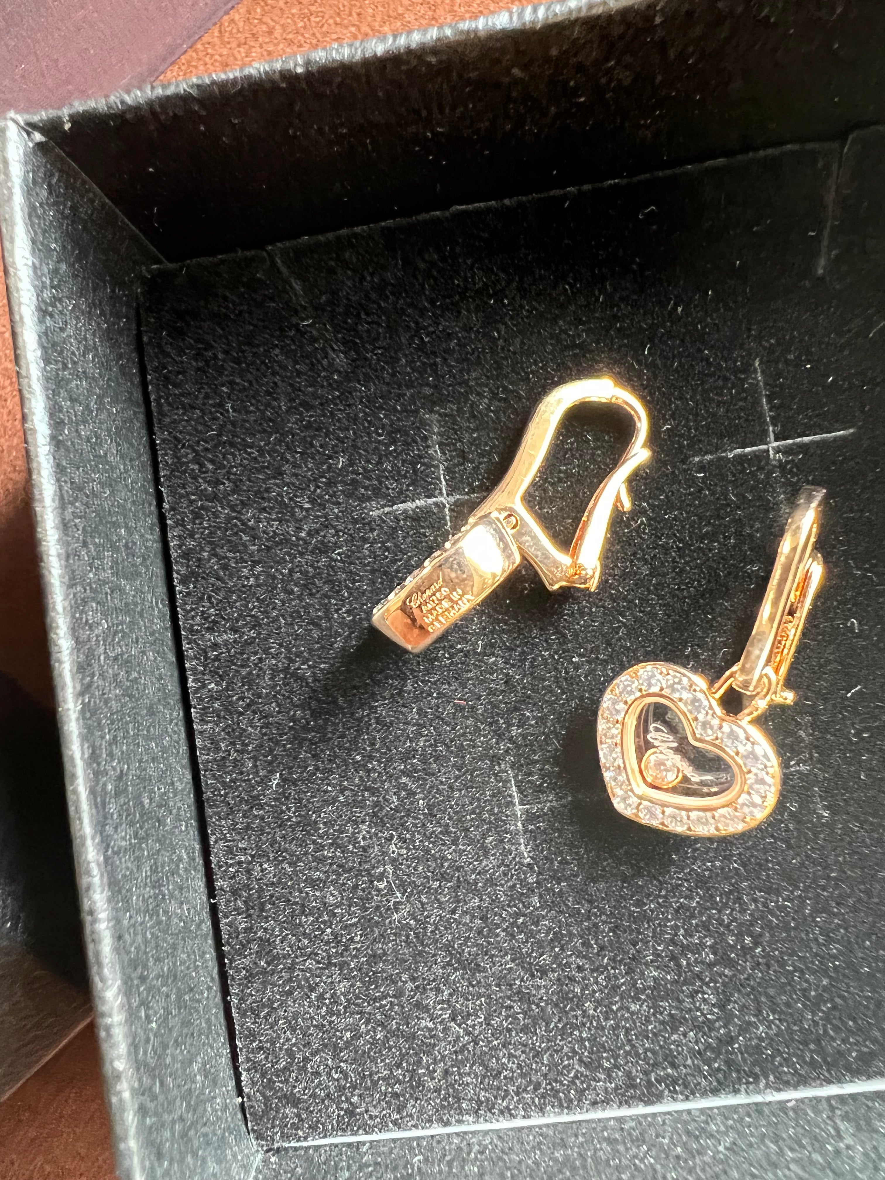 [TOP] Ch0pard Heart Dangle Earrings w Stones - Gold