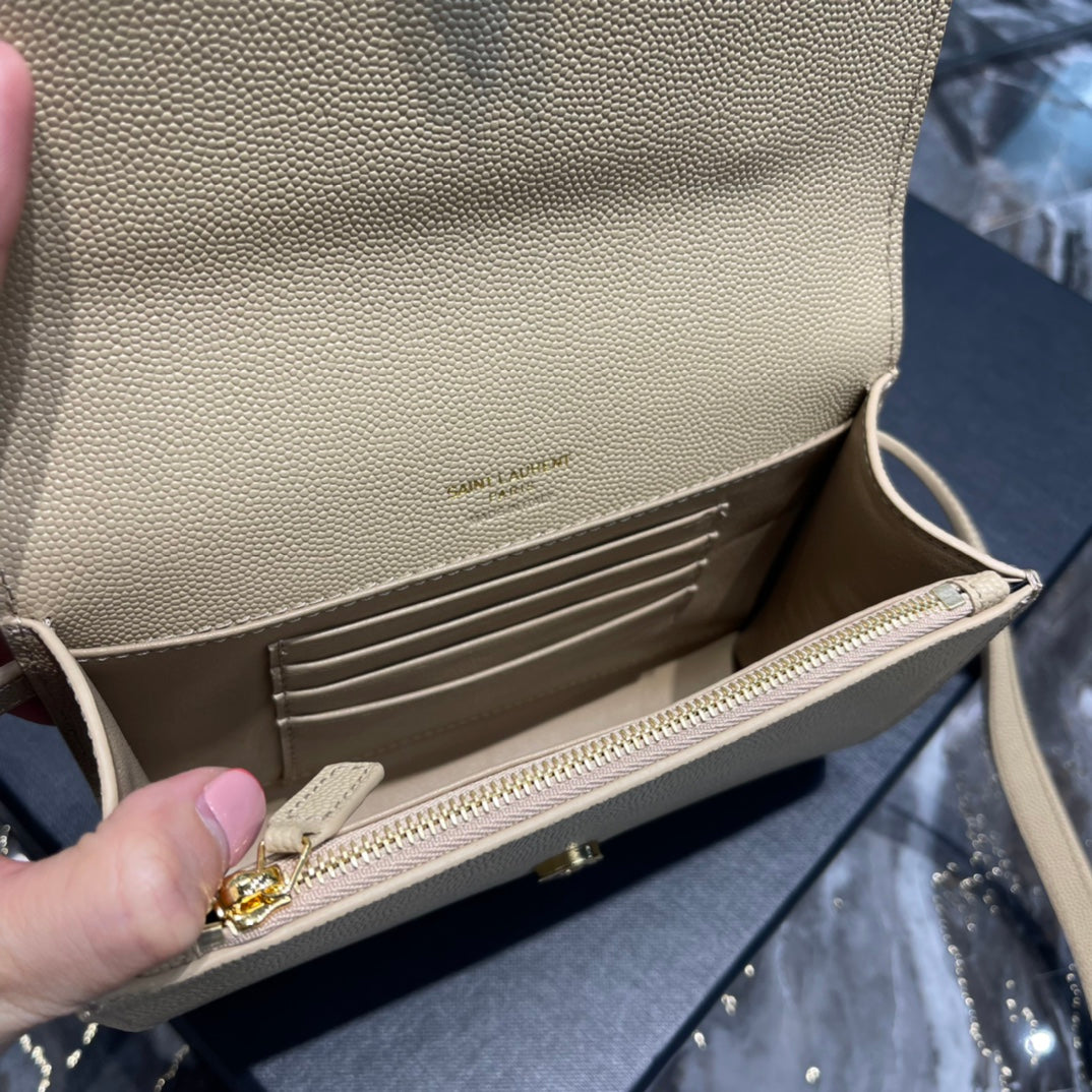 [TOP] Yves Saint Laurent YSL Kate Grainy Belt Bag - Beige