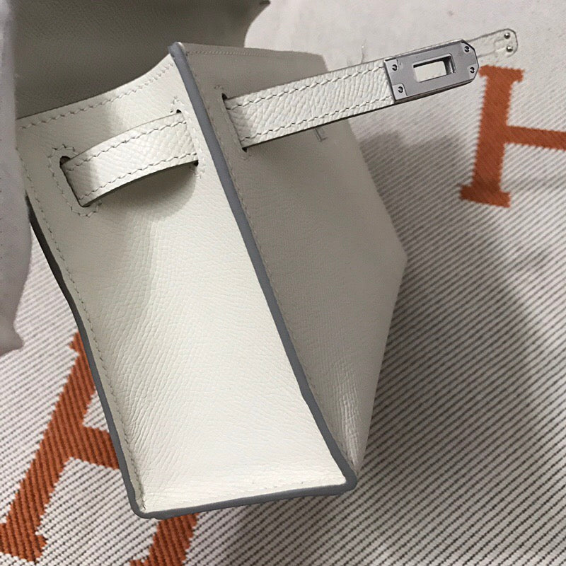 [TOP] HERMES Mini Kelly Pochette Bag 22cm - White