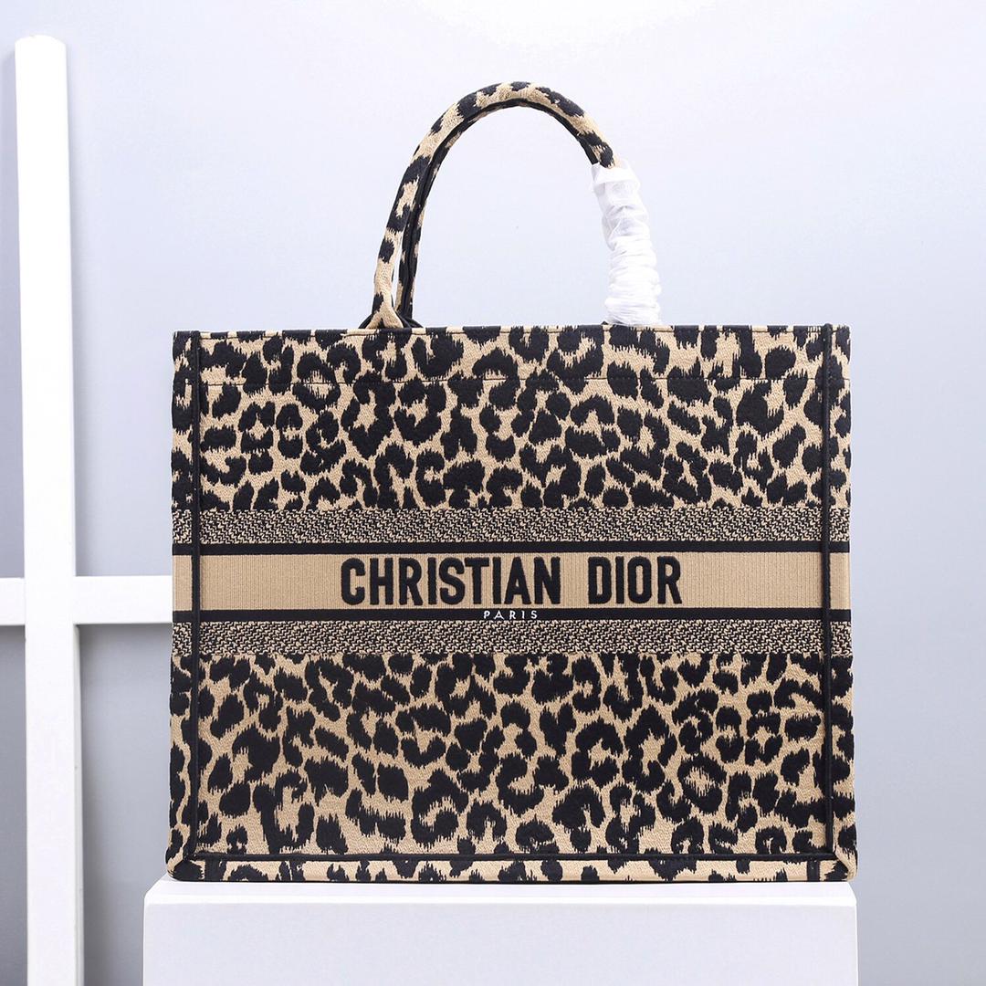 [TOP] Christian Dior Book Tote Bag Large 41.5cm - Leopard