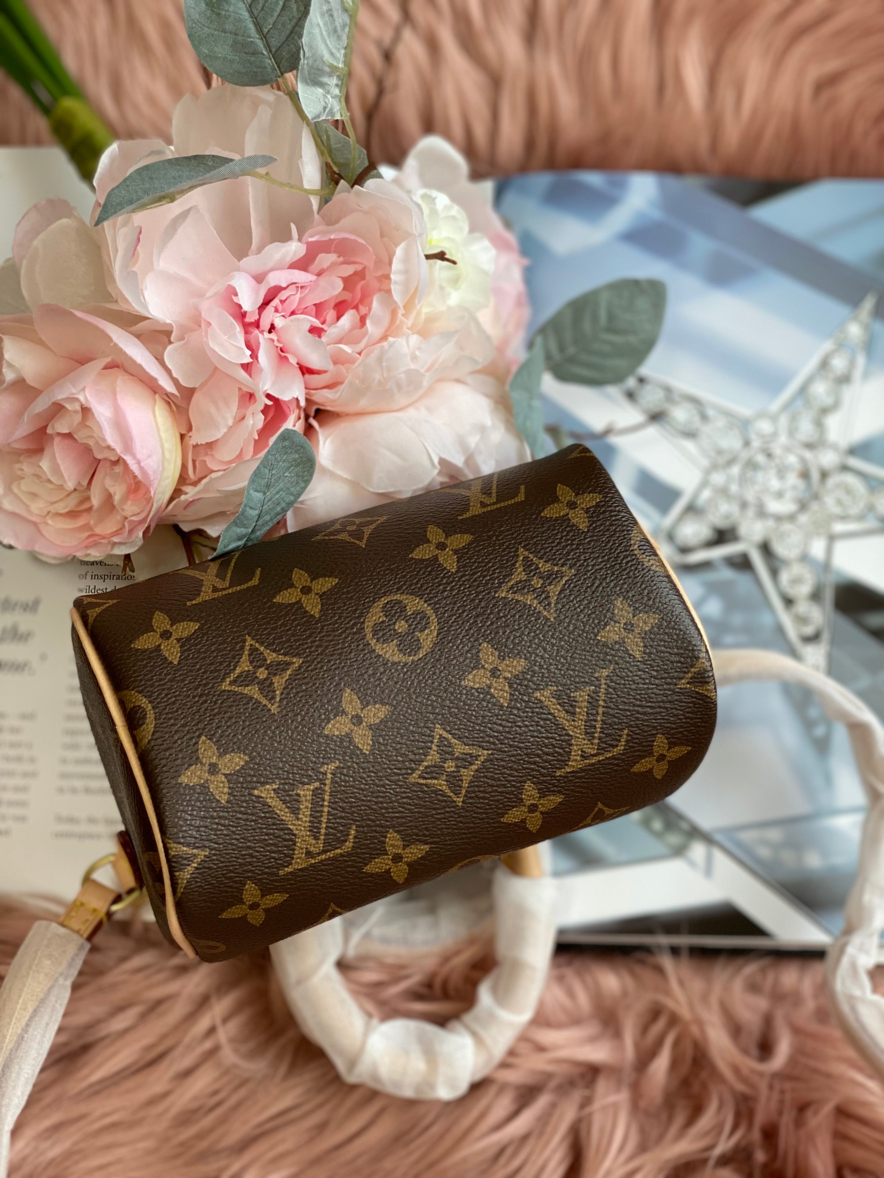 [TOP] Louis Vuitton LV Monogram Speedy Mini Bag 16x12.5x10cm-Brown