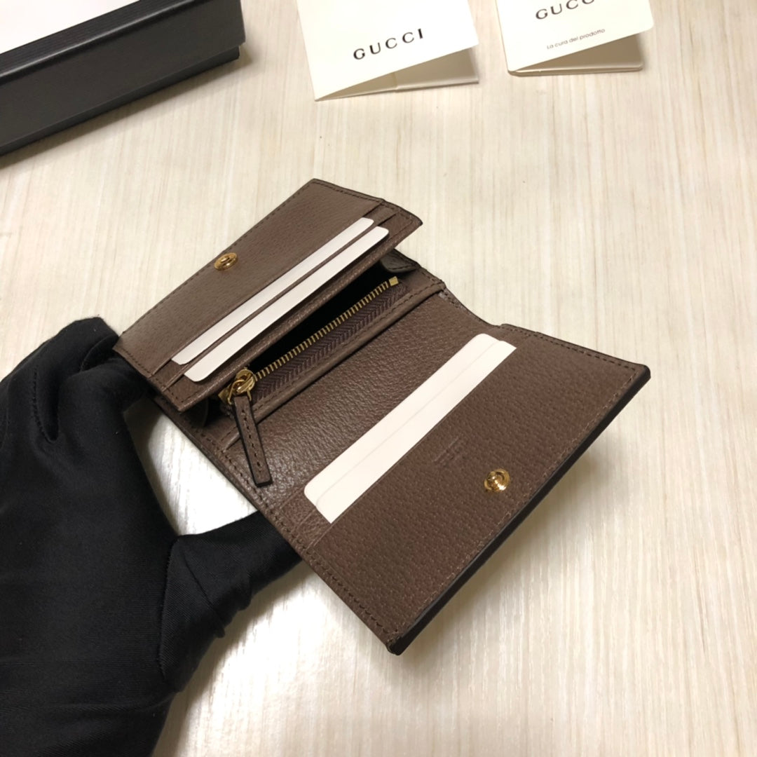 [TOP] GUCCI Ophidia Card Case Wallet - Brown