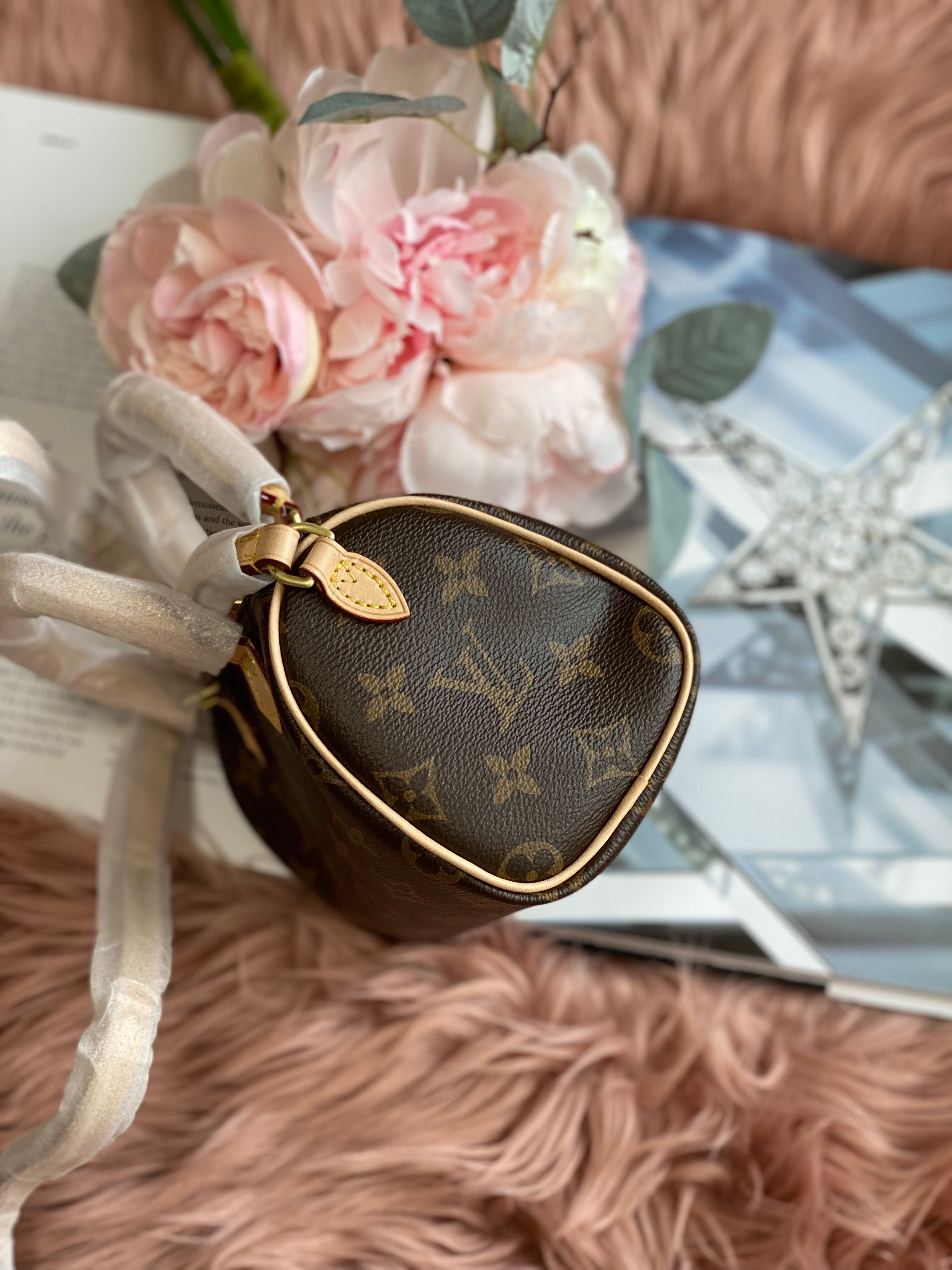 [TOP] Louis Vuitton LV Monogram Speedy Mini Bag 16x12.5x10cm-Brown