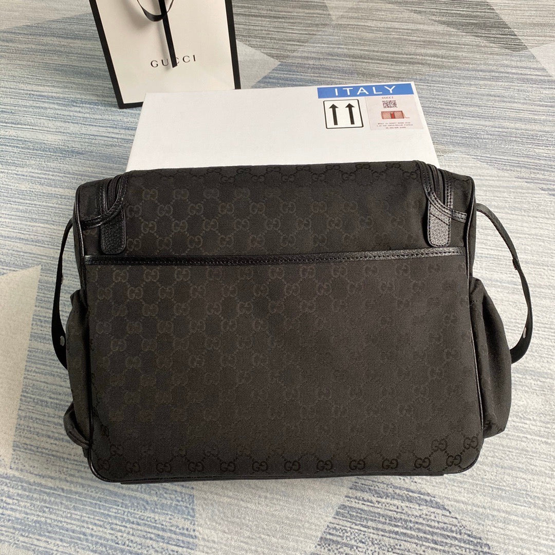 [TOP] GUCCI G*G Canvas Diaper Bag - Black