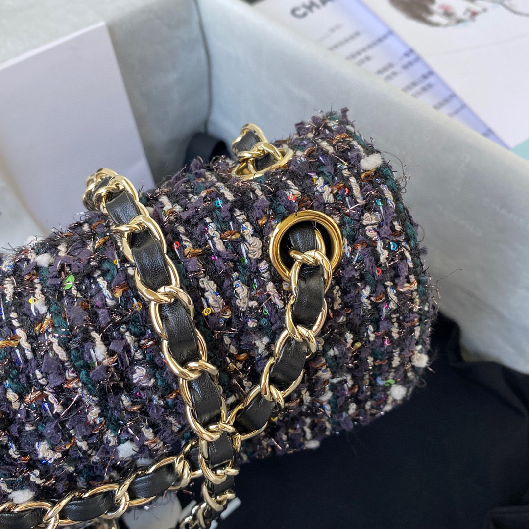 [TOP] CHANEL Classic Flap Bag Tweed Medium 25.5cm - Multicolour & GHW