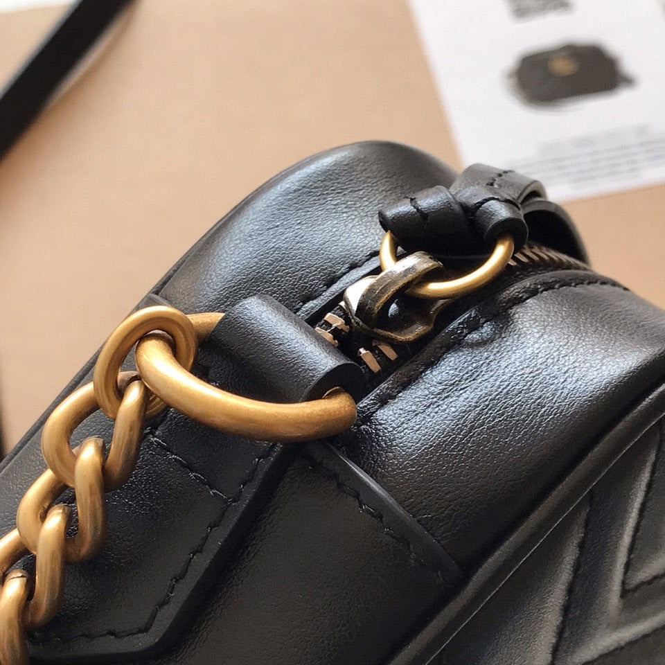 [TOP] GUCCI GG Marmont Bag Camera Crossbody Mini 18*12*6cm - Black