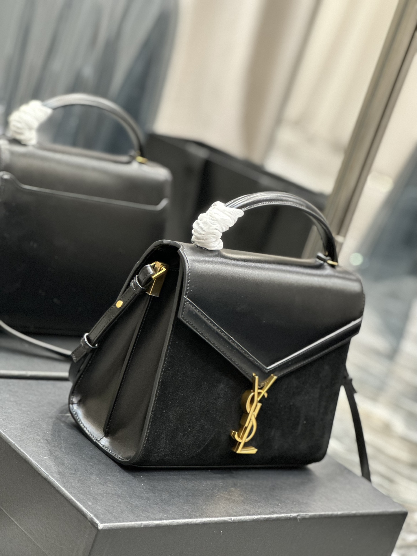 [TOP] Yves Saint Laurent YSL Cassandra Suede Briefcase Bag - GHW - 3 Color