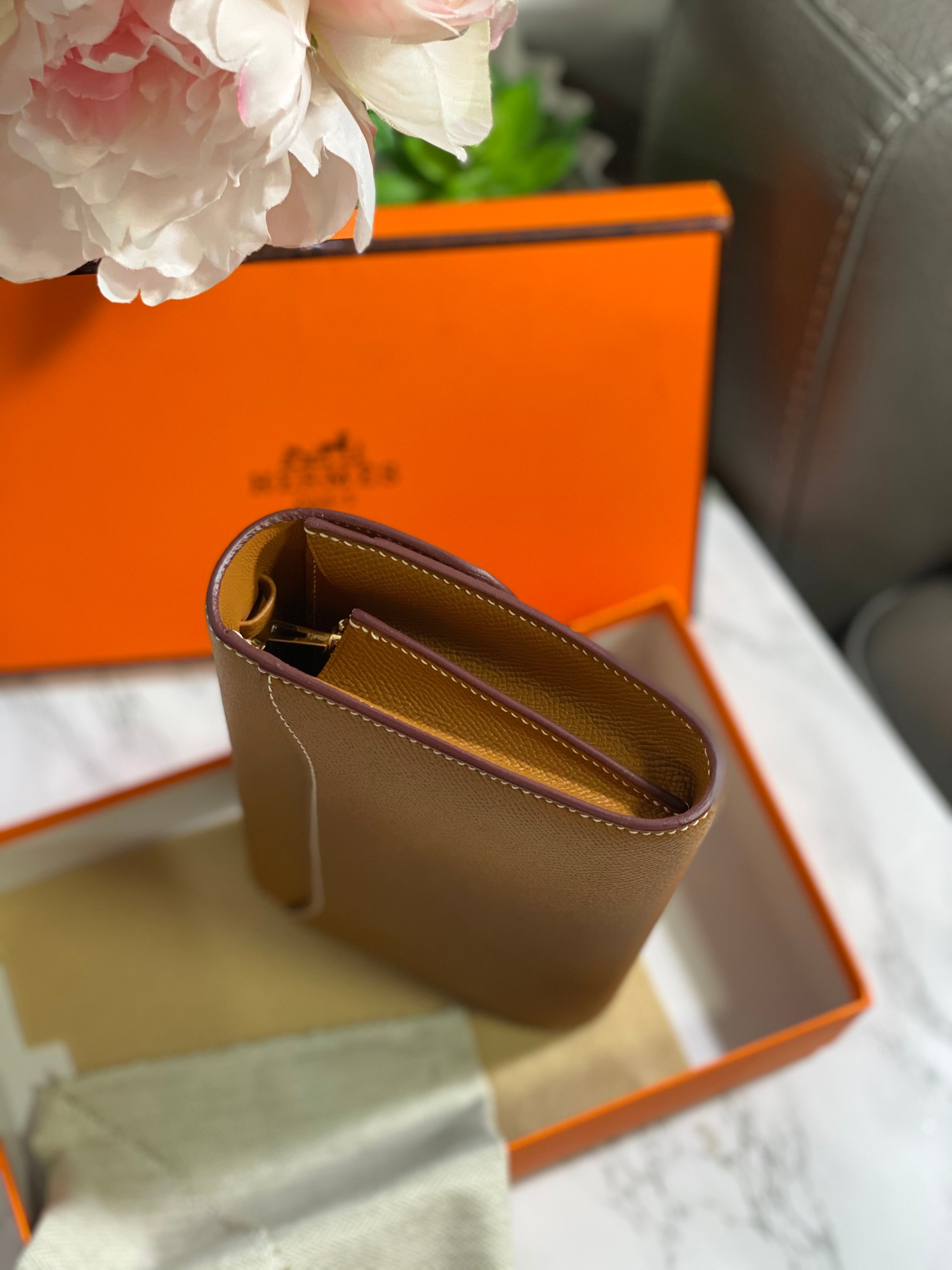 [TOP] HERMES Epsom Constance Long Wallet - Brown & GHW