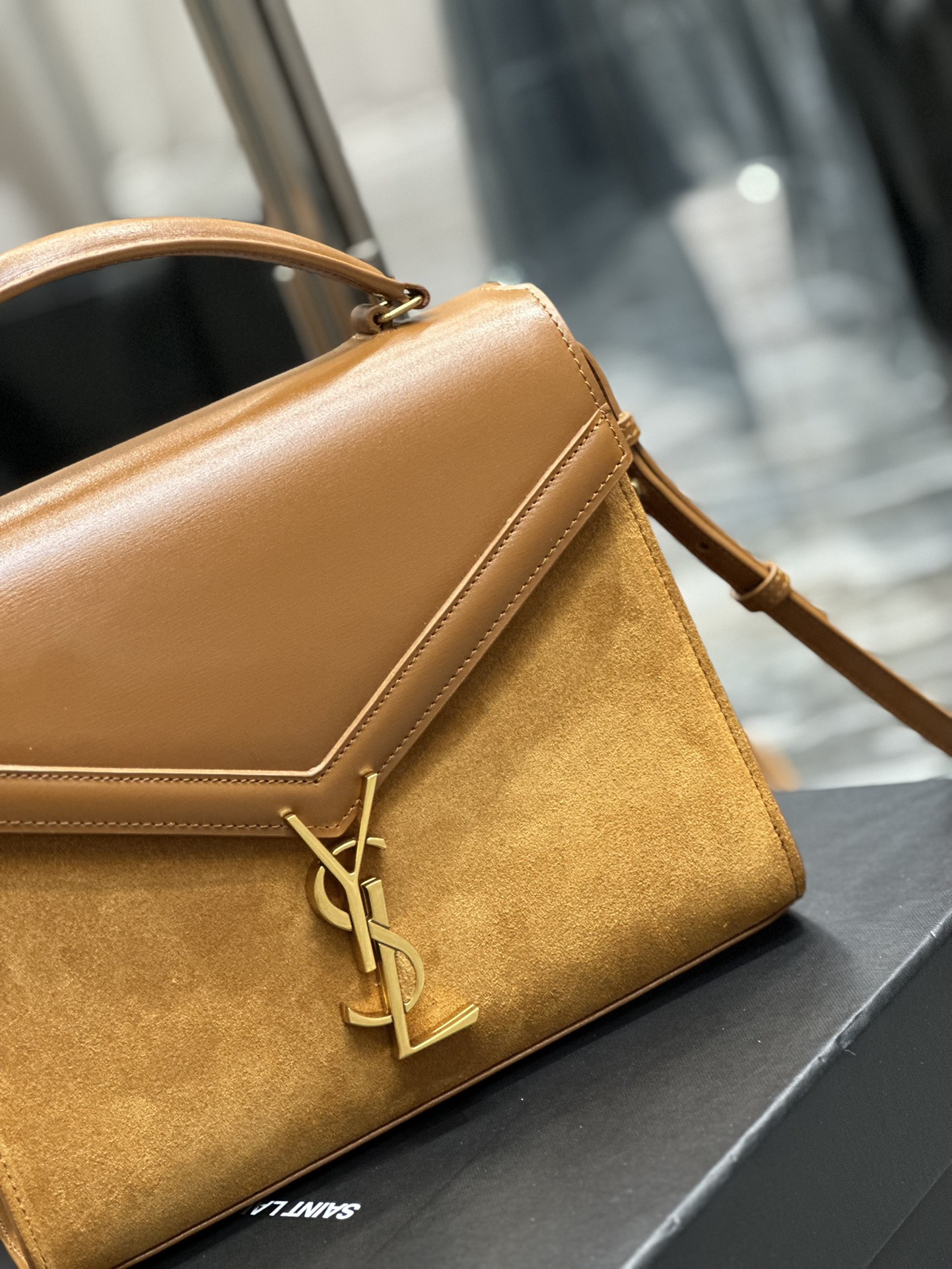 [TOP] Yves Saint Laurent YSL Cassandra Suede Briefcase Bag - GHW - 3 Color