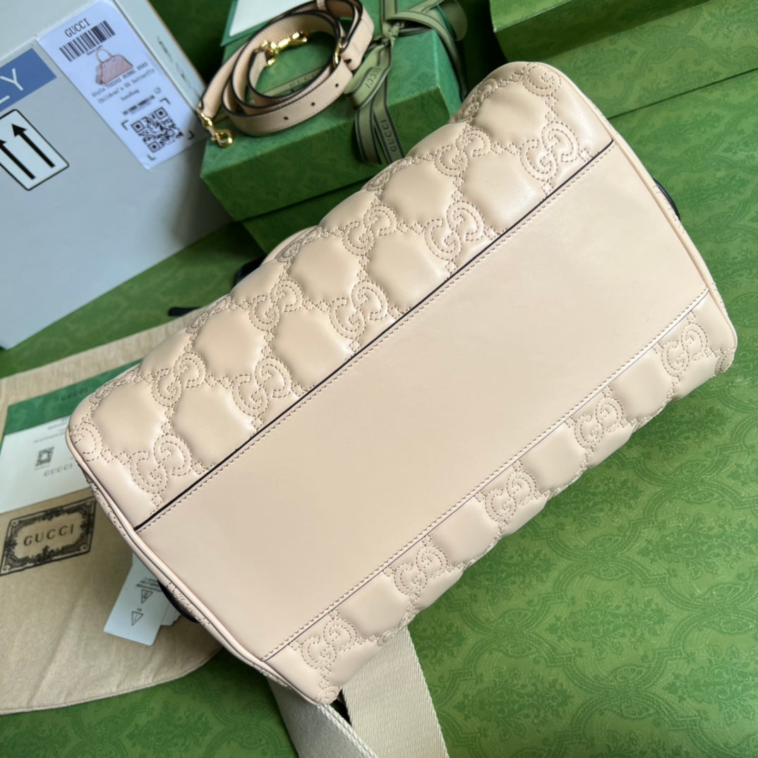 [TOP] GUCCI G*G Matelasse Leather Top Handle Bag - Beige