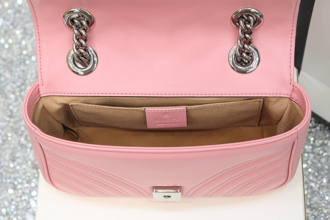 [TOP] GUCCI G*G Marmont Matelasse Bag Mini 22cm - Pink w SHW