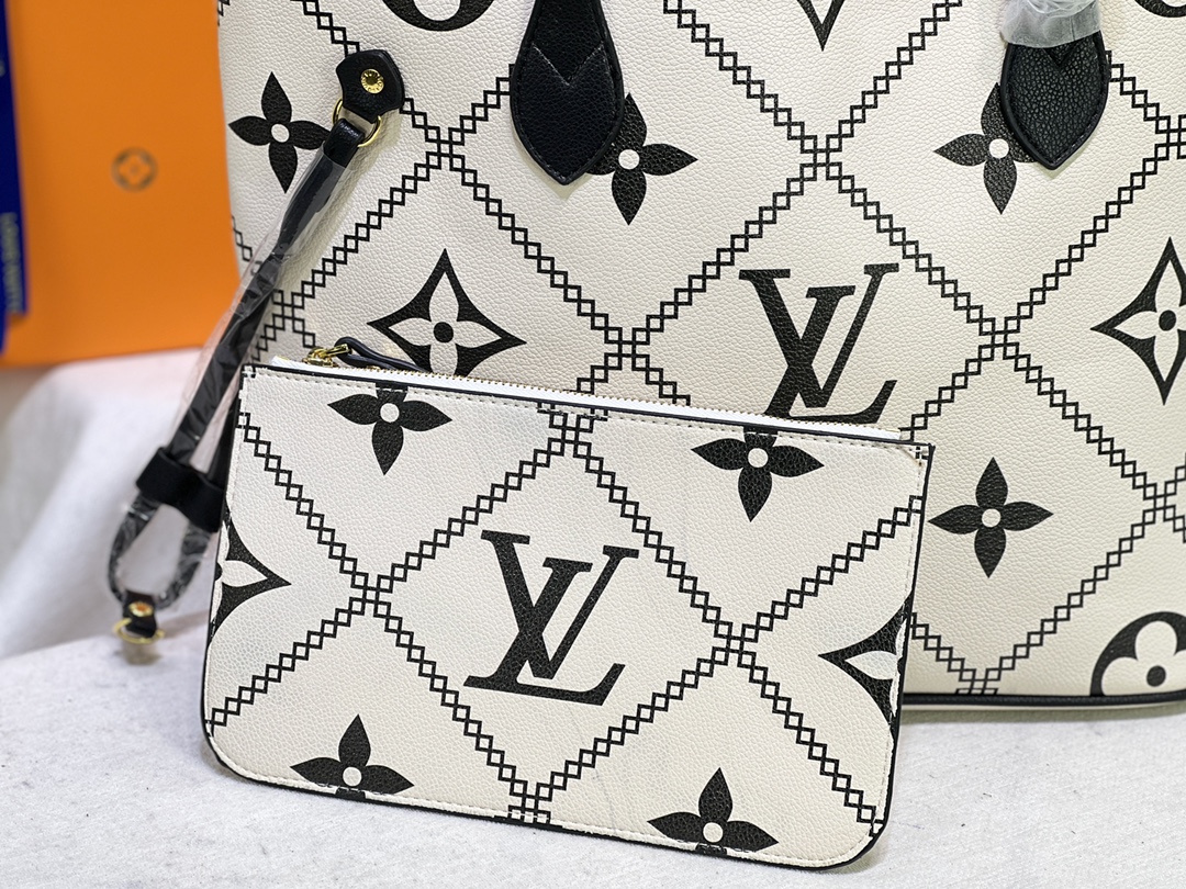 [TOP] Louis Vuitton LV Neverfull Full leather Bag 32x29x17cm -2 colors
