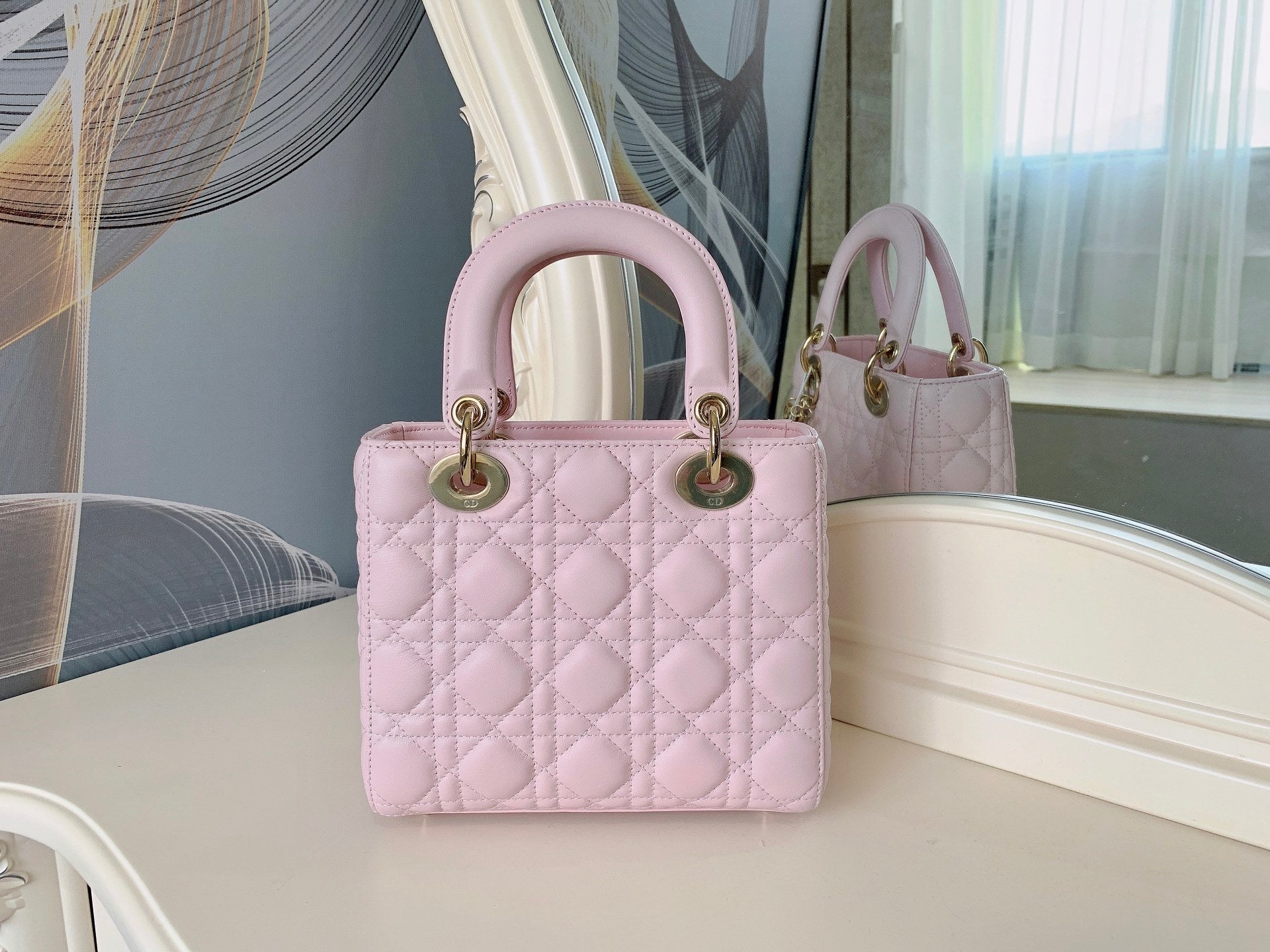 [TOP] Christian Dior Lady Christian Dior Bag  ABC Lambskin - Light Pink