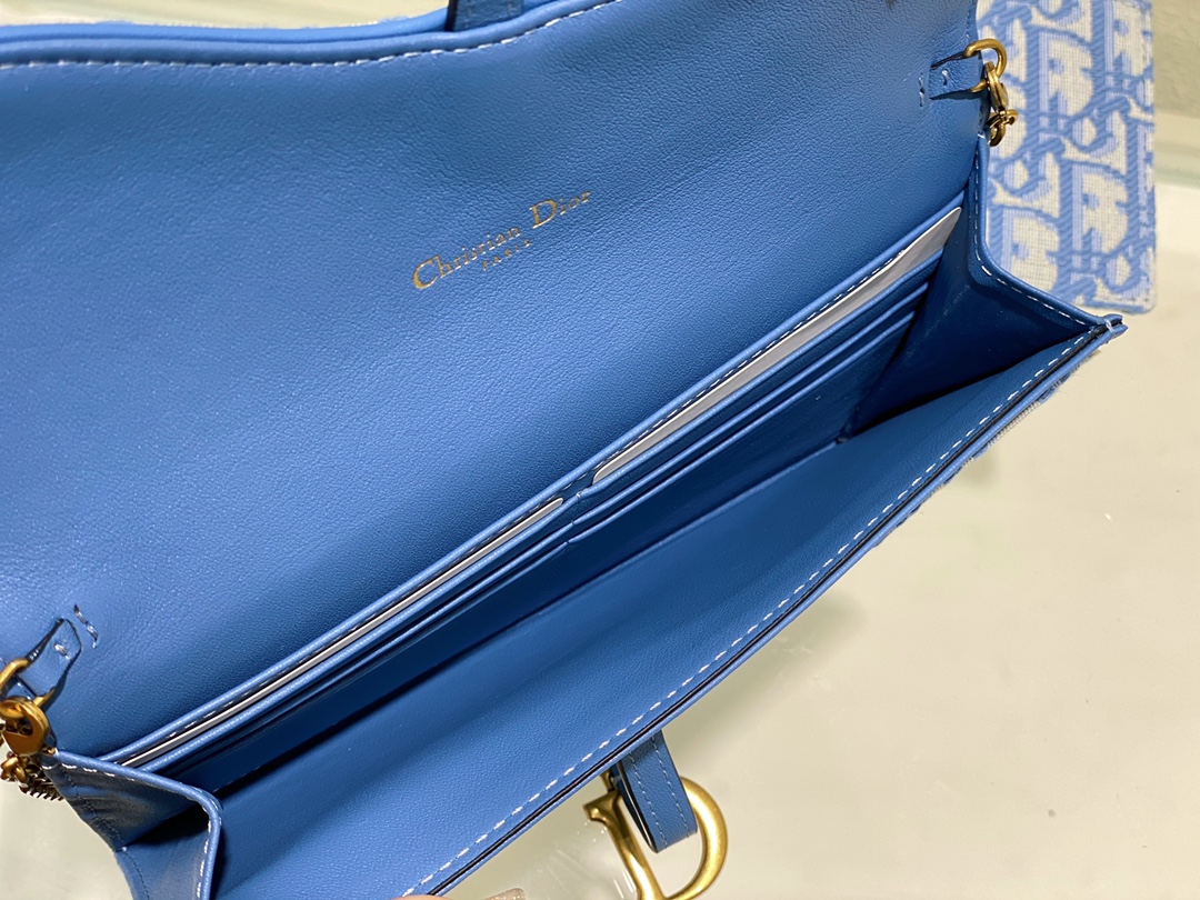 [TOP] Christian Dior Saddle Bag Oblique Printed Fabric 19x11x2.5cm