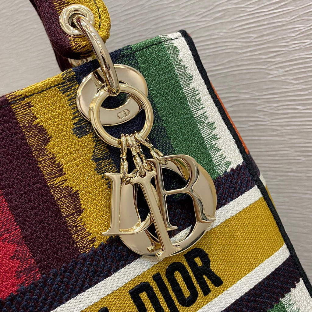 [TOP] Christian Dior Lady Christian Dior Bag Embroidery Multicolored Stripes