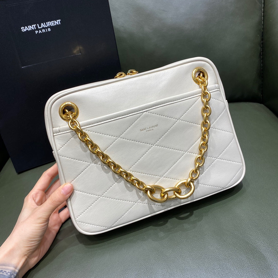 [TOP] Yves Saint Laurent YSL Small Le Maillon Chain Bag - Cream