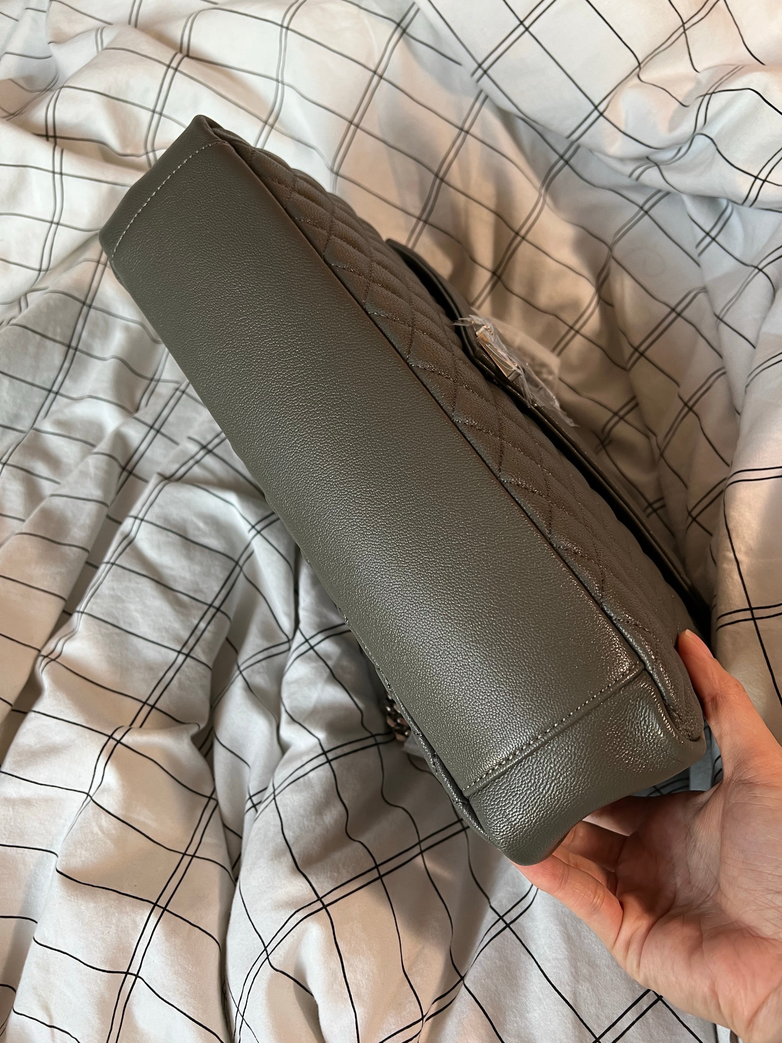 [TOP] Yves Saint Laurent YSL Envelope Medium Bag - Grey w SHW