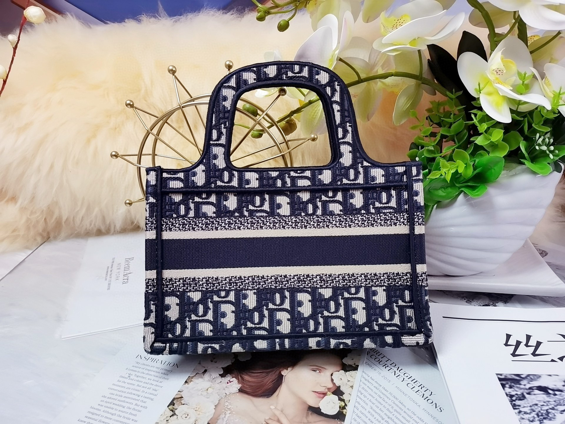 [TOP] Christian Dior Book Tote Bag Monogram Mini