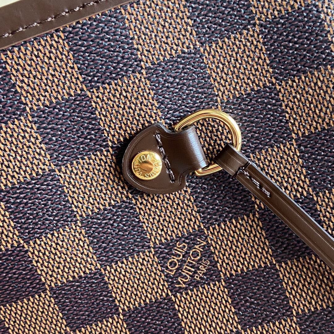 [TOP] Louis Vuitton LV LV Neverfull MM Damier Ebene 32x17x28cm  - Red