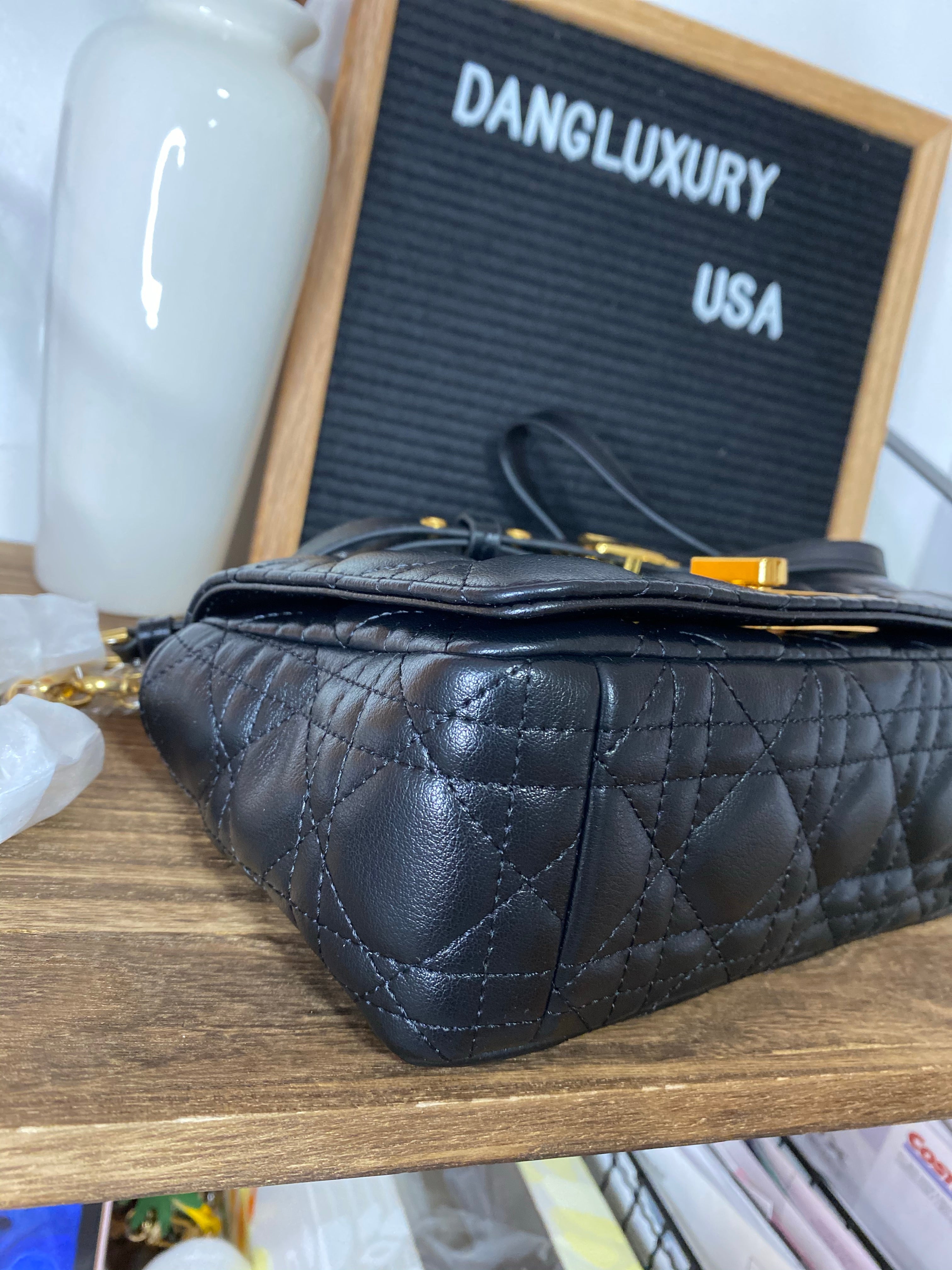 [TOP] Christian Dior Caro Bag Small - Black and Gold