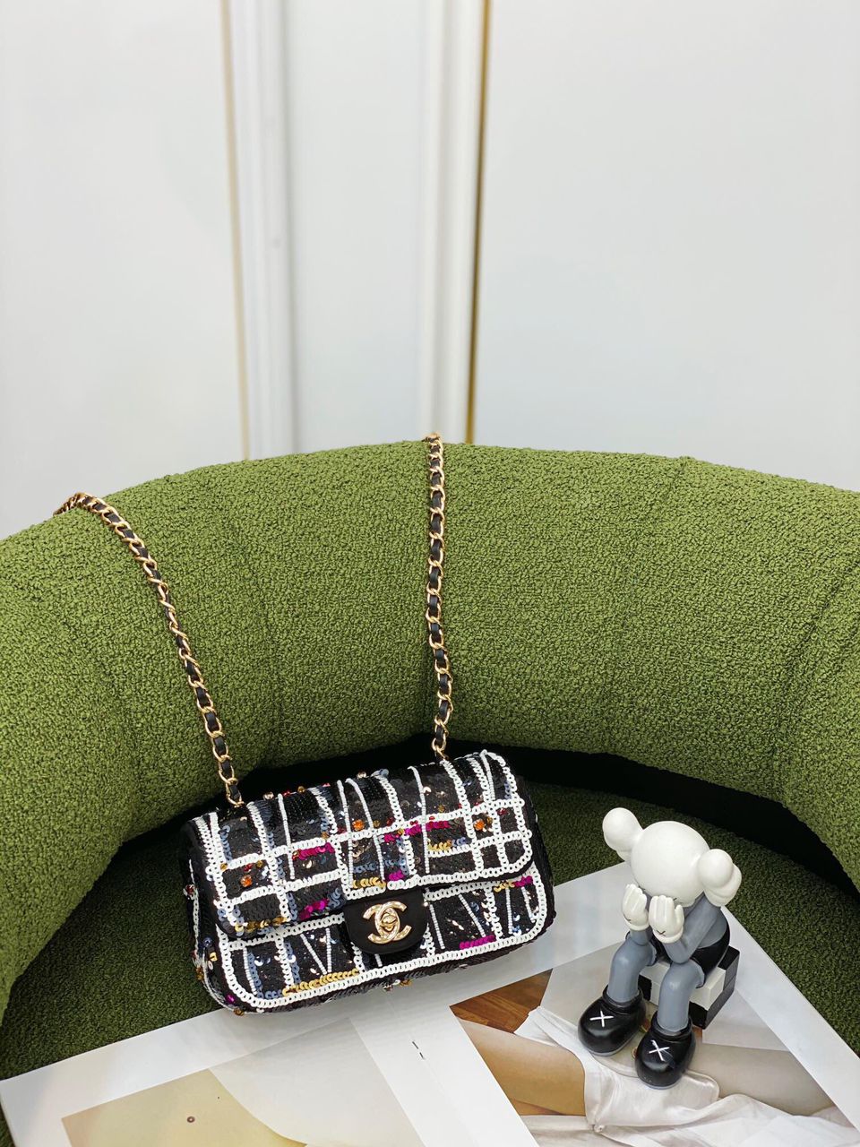 [TOP] CHANEL Classic Flap Bag Sequins Mini 20cm - Black