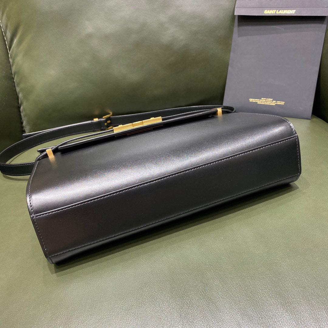 [TOP] Yves Saint Laurent YSL Manhattan Medium Shoulder Bag - Black