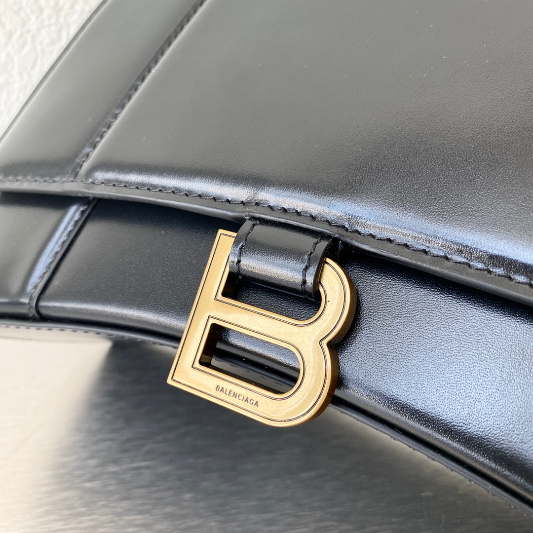 [TOP] BALENCIAGA Hourglass Small 23 cm Calfskin Bag - Black
