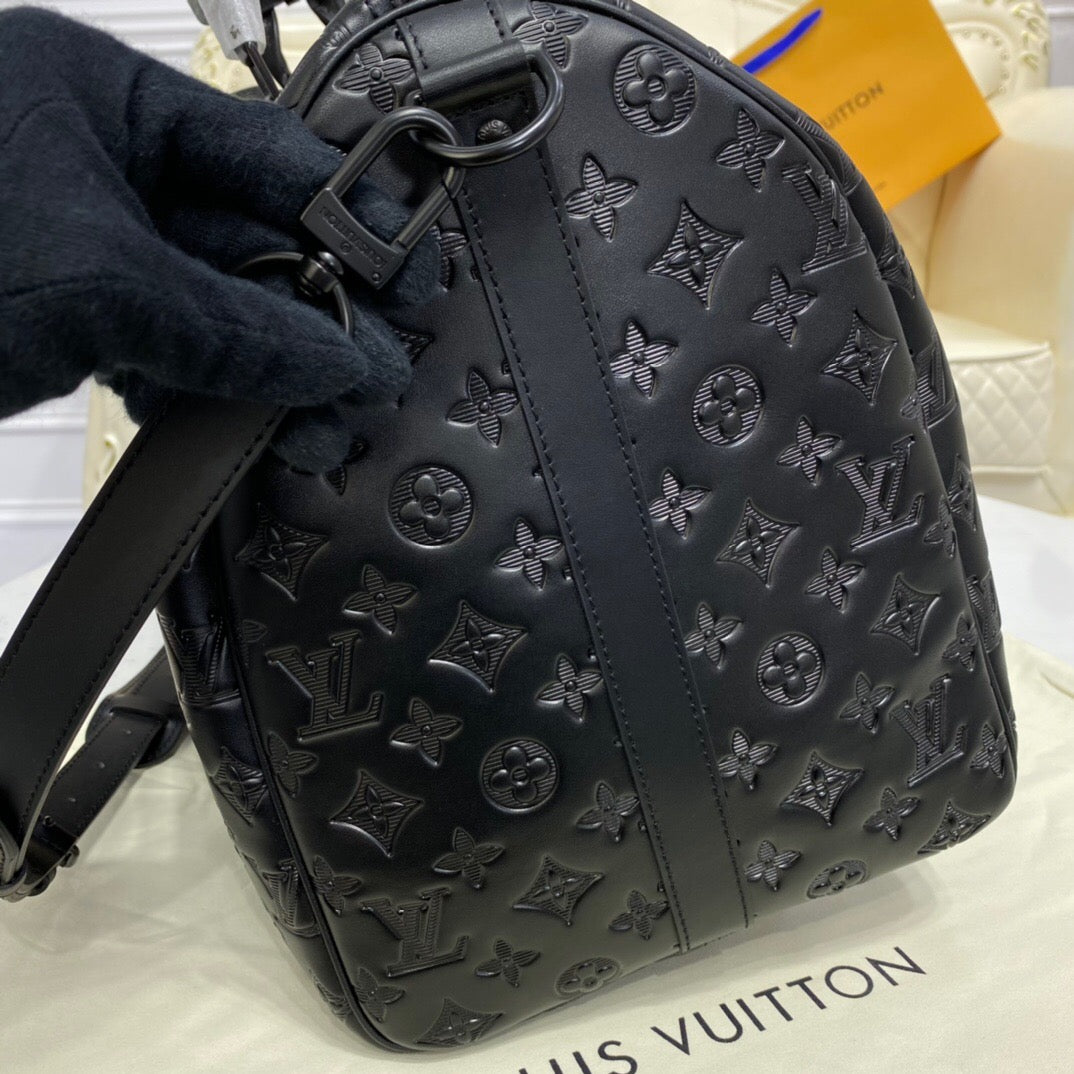 [TOP] Louis Vuitton LV Loui$ Vu!tt0n Keepall Travel Bag 50cm - Shadow Empreinte Black