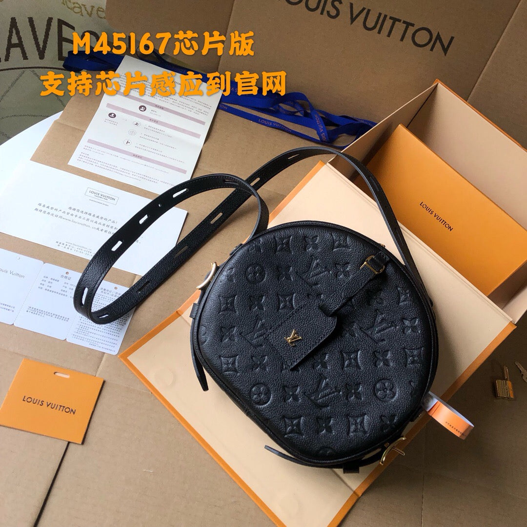 [TOP] Louis Vuitton LV Empreinte Boite Chapeau Souple Bag 20 x 22.5 x 8 cm- Black