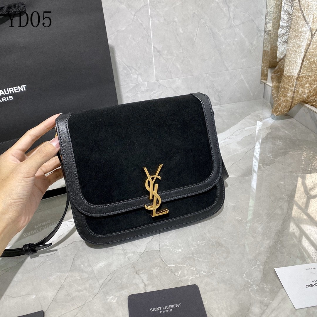 [TOP] Yves Saint Laurent YSL Solferino Small Suede Bag - Black w GHW