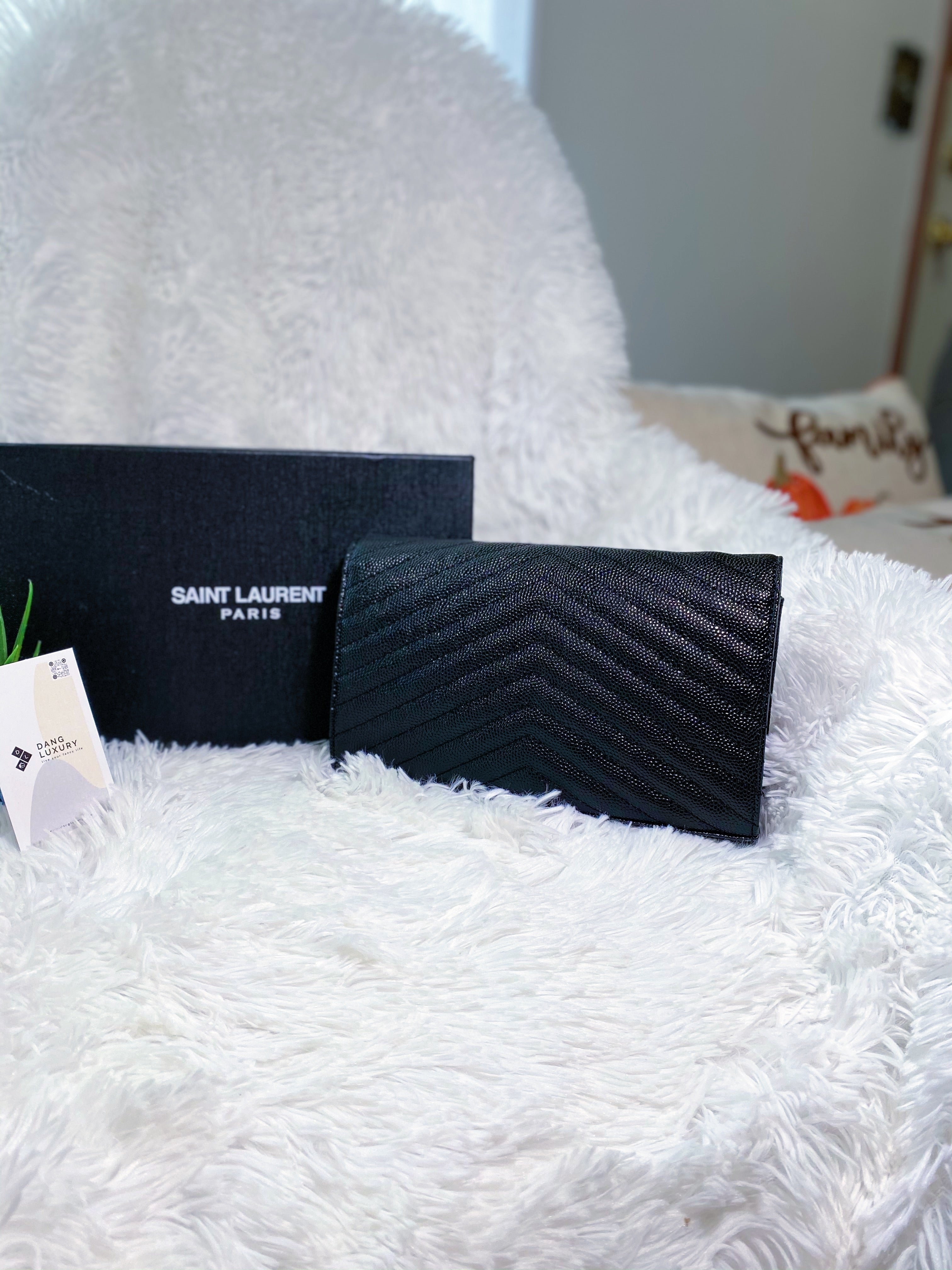 [TOP] Yves Saint Laurent YSL Monogram WOC Grain Leather - BLACK