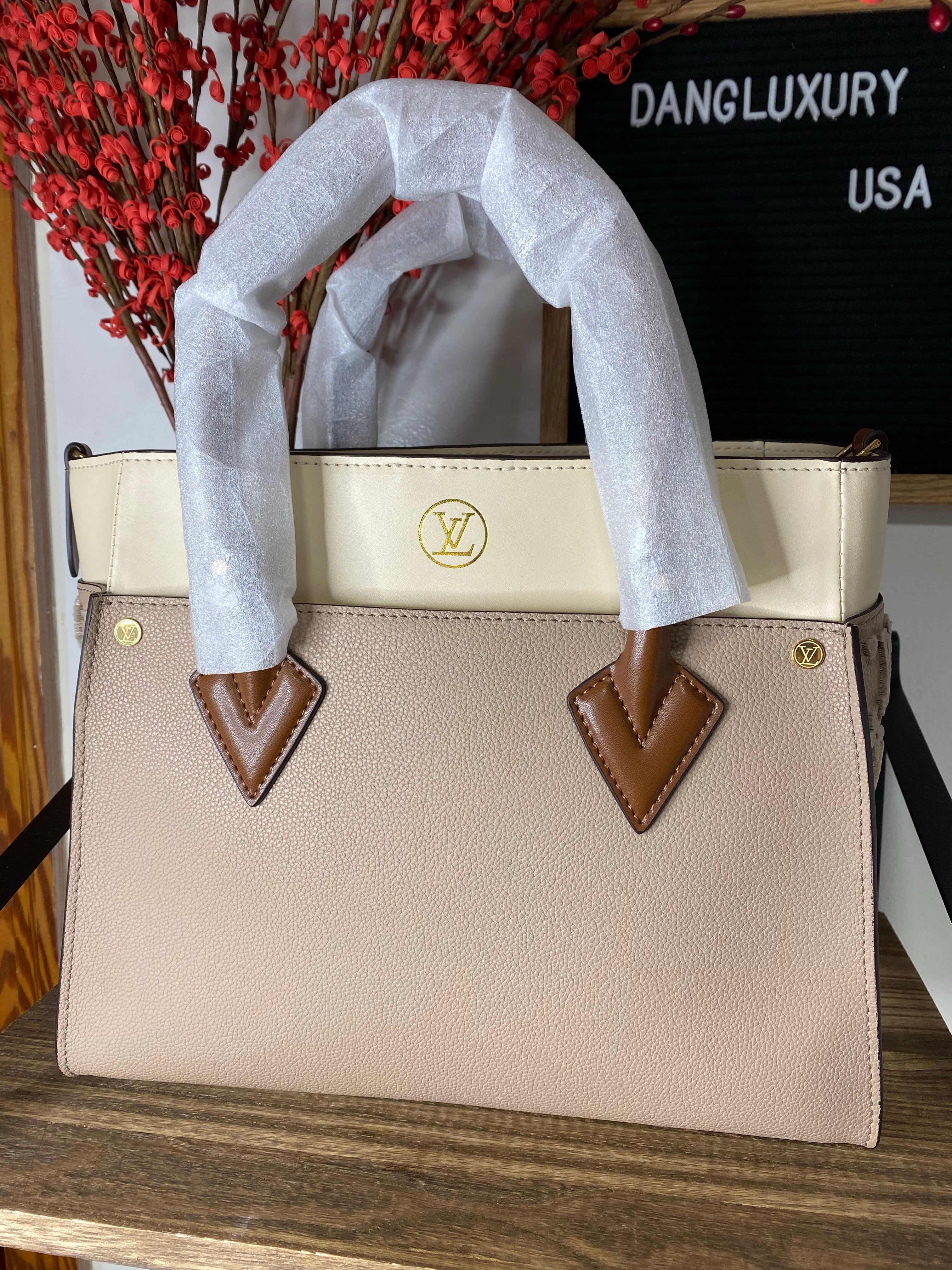 [TOP] Louis Vuitton LV  On My Side Tote Monogram Tuffetage Bag 30.5*24.5*14 cm-Beige