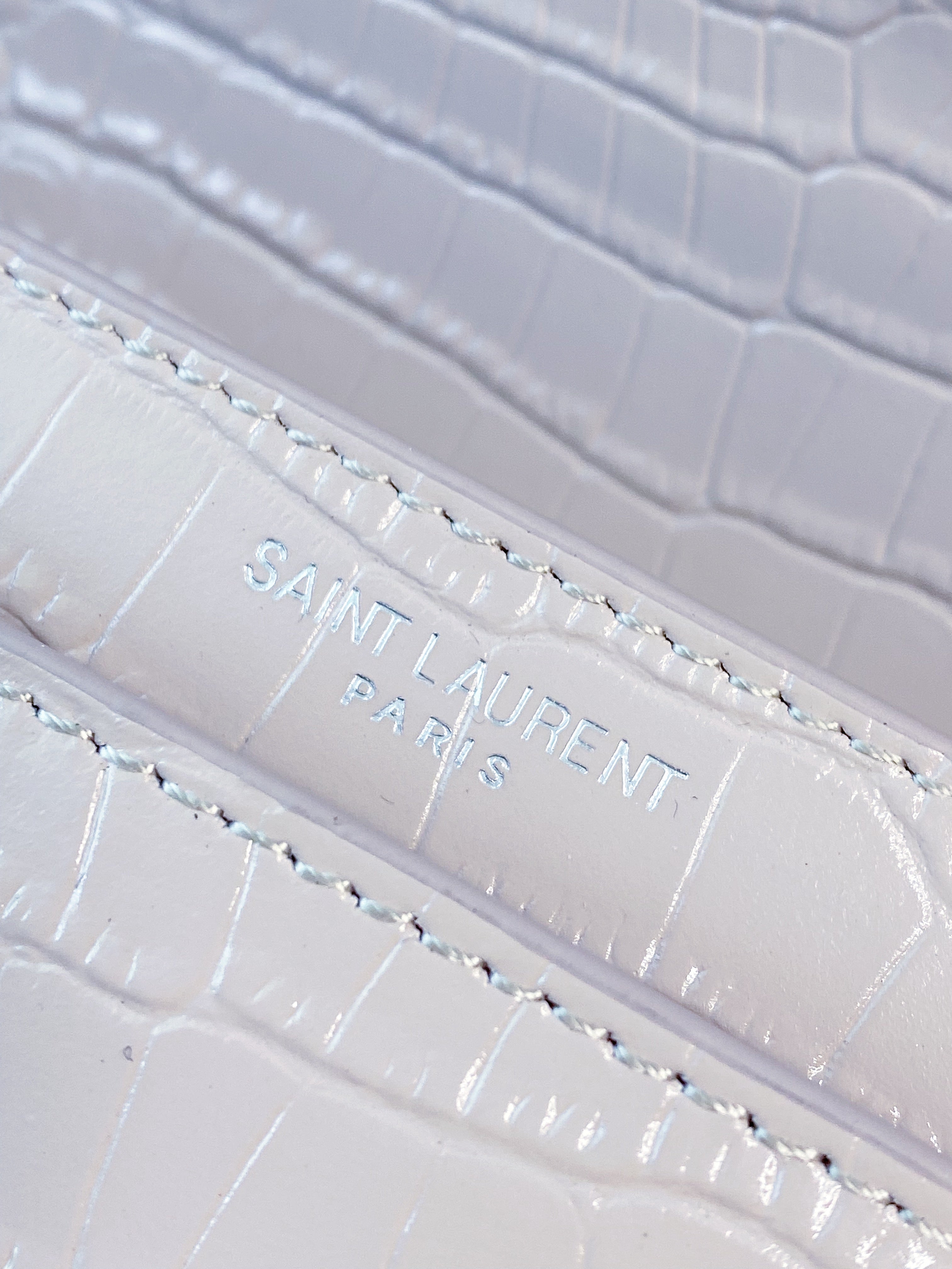 [TOP] Yves Saint Laurent YSL Pink Small Monogram Sunset Croc Embossed Leather Bag