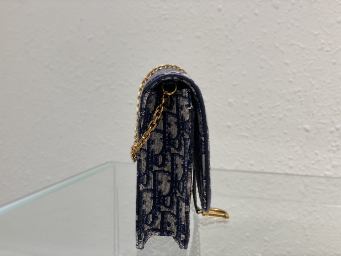 [TOP] Christian Dior SADDLE BELT POUCH Blue Christian Dior Oblique Jacquard 22 x 14.5 x 3.5cm