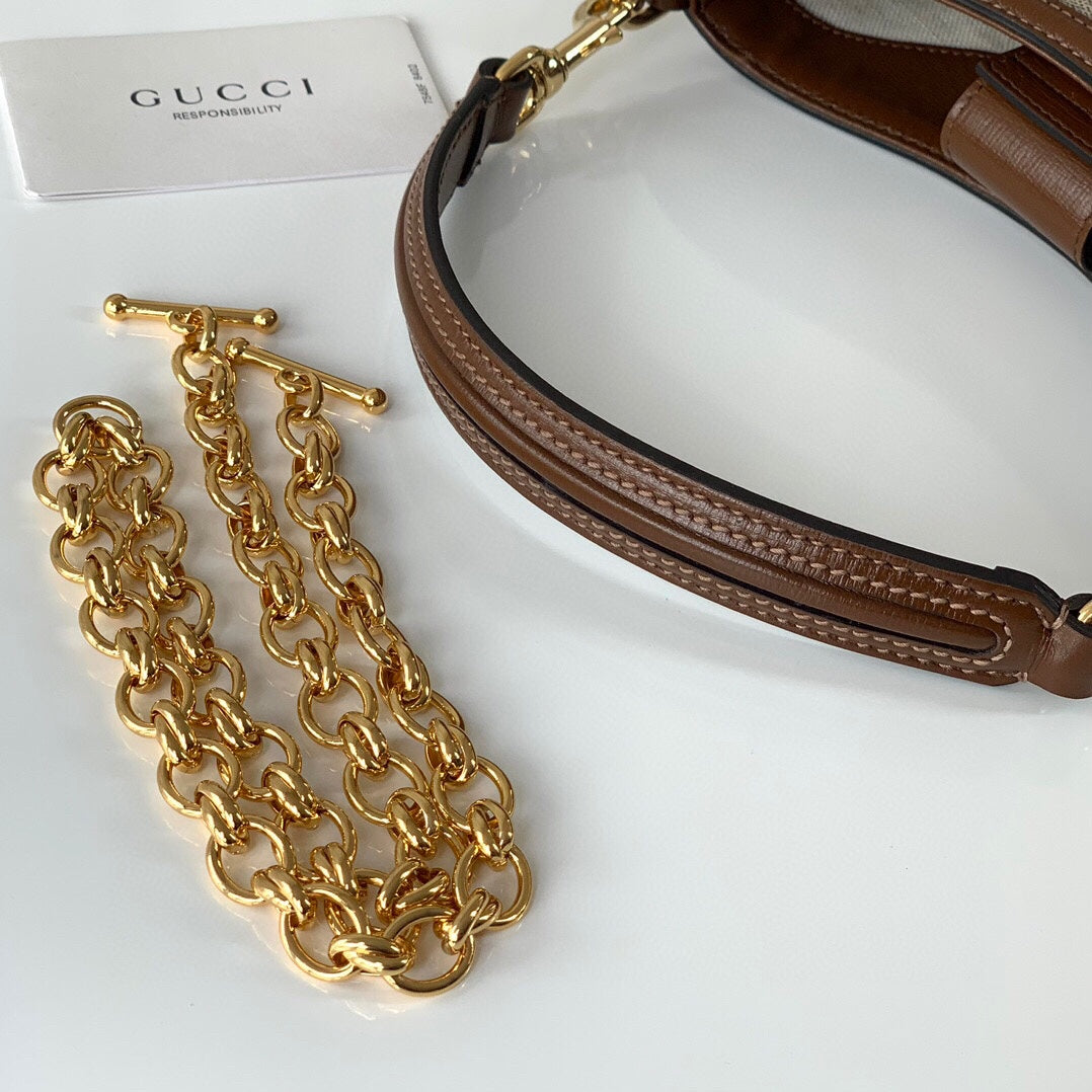 [TOP] GUCCI G*G Large Shoulder Bag w Interlocking G - Brown