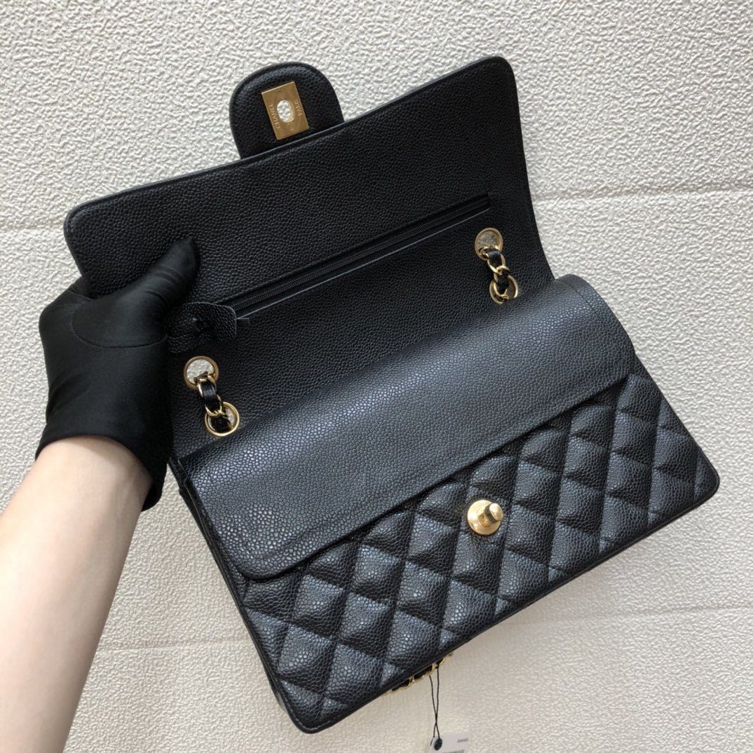 [TOP] CHANEL Classic Flap Bag Caviar Medium 25.5cm – Black & GHW