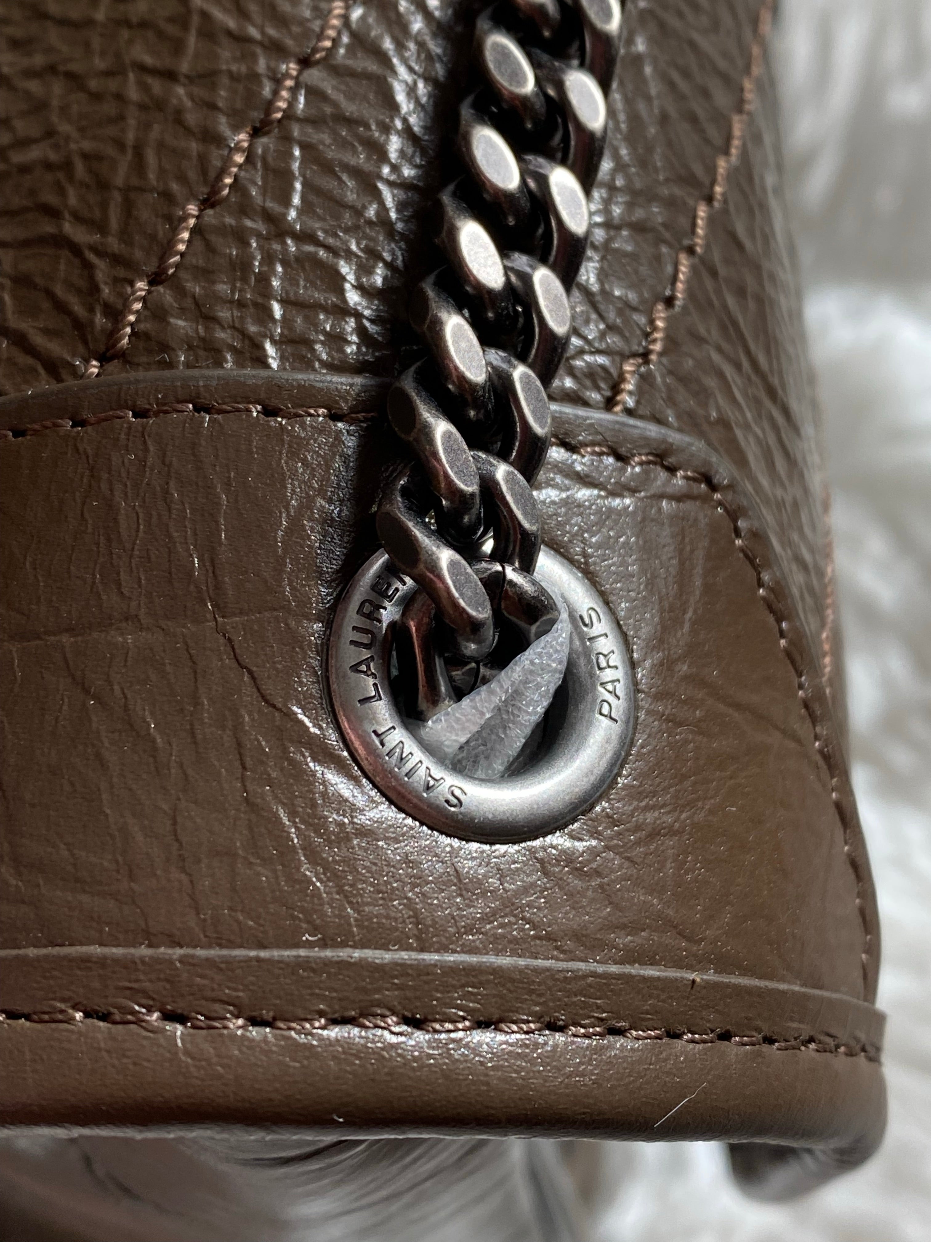 [TOP] Yves Saint Laurent YSL Nikki Small Bag Wrinkle Leather - Dark Green