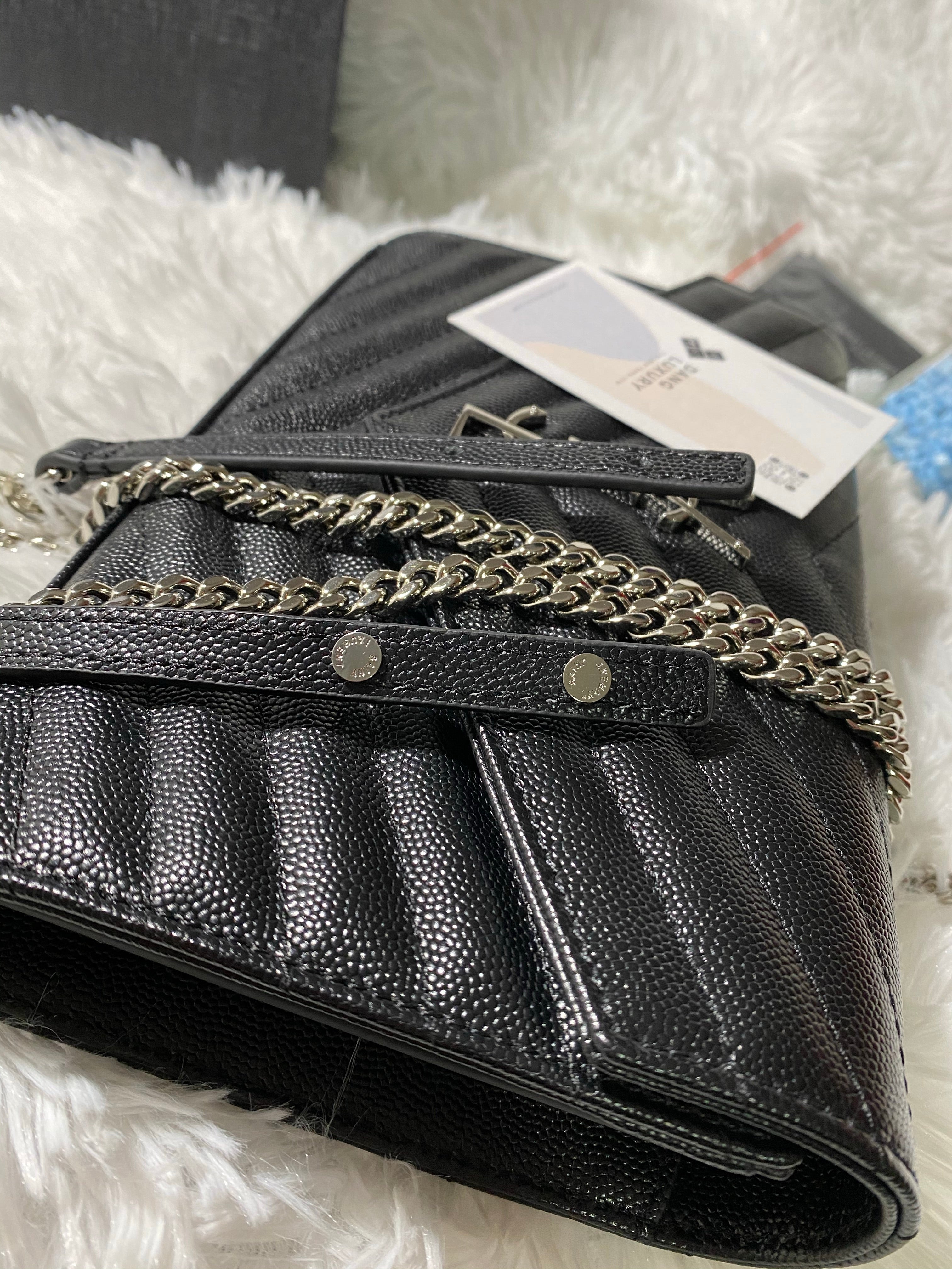 [TOP] Yves Saint Laurent YSL Monogram Matelasse Leather Wallet On Chain - TOP Quality