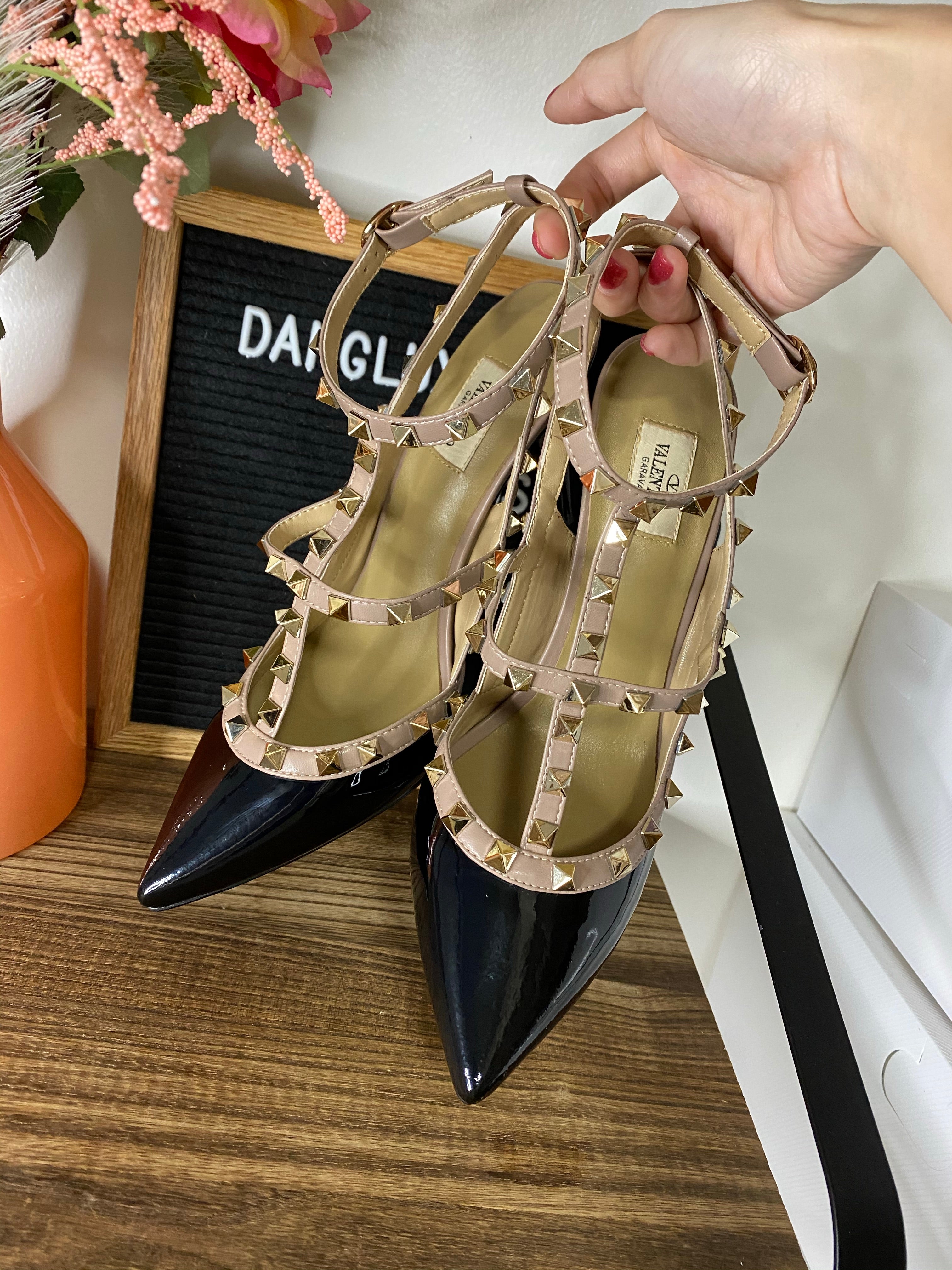 [TOP] VALENTINO  R0ckstud Slingback 100mm Pump - BLACK