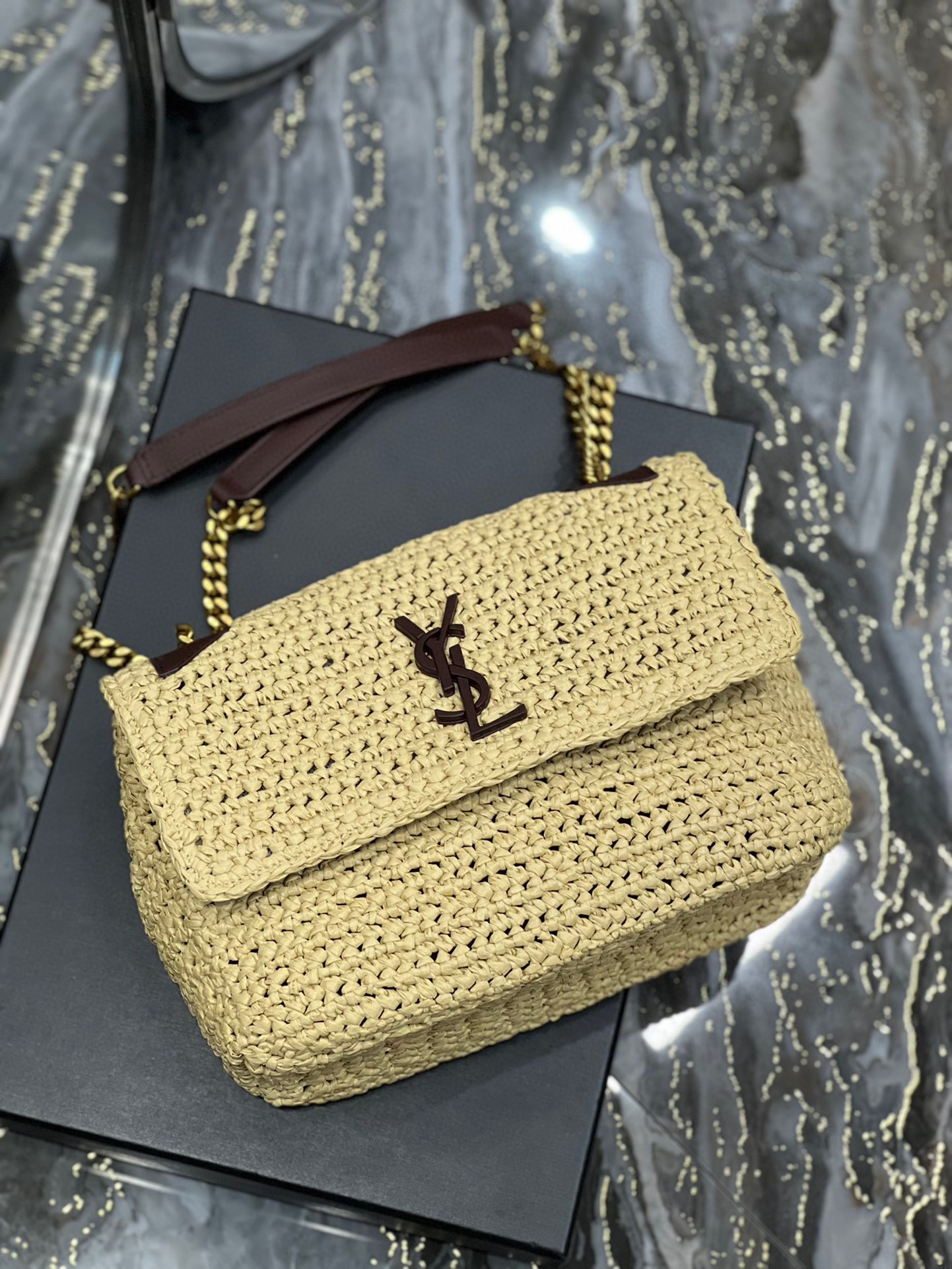 [TOP] Yves Saint Laurent YSL Niki Straw Bag