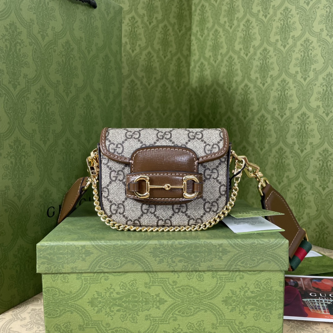 [TOP] GUCCI G*G Horsebit Mini Bag With Chain 18x12x5cm -GHW-2 colors-Classic-Black