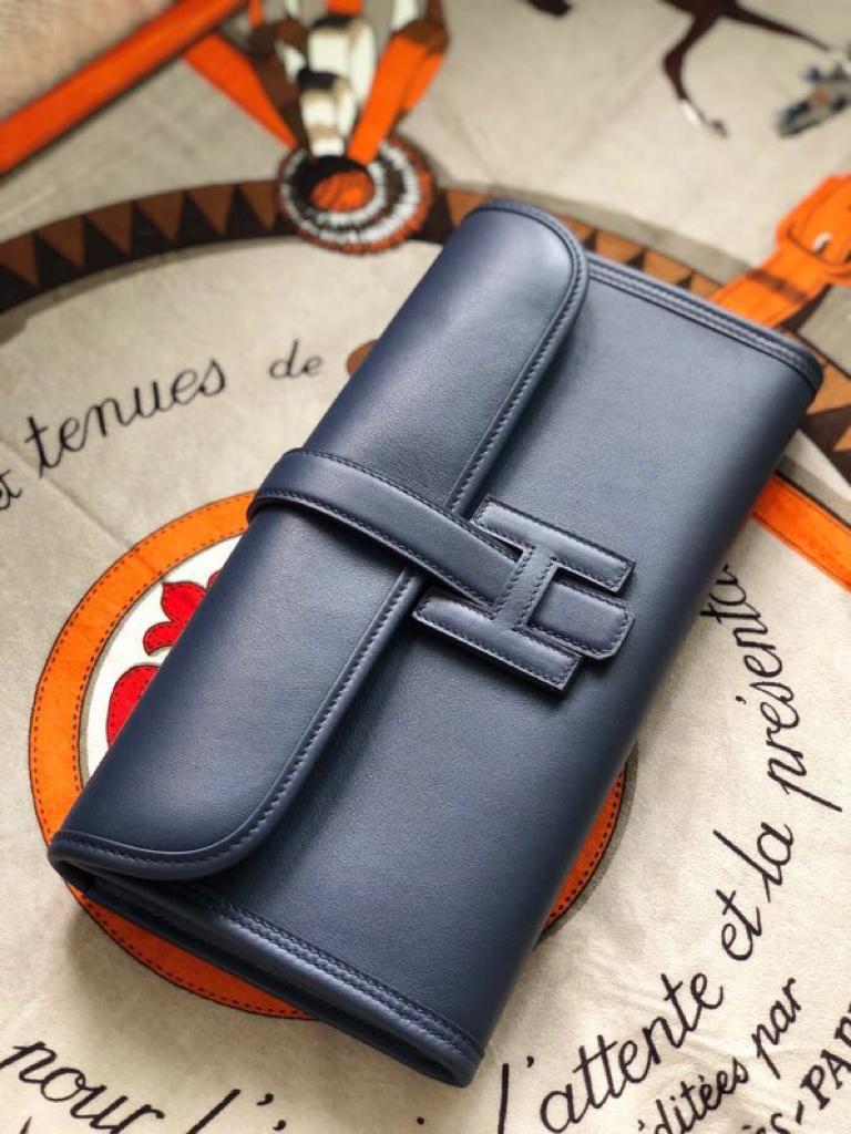 [TOP] HERMES Jige Elan 29 Clutch Swift - Navy Blue