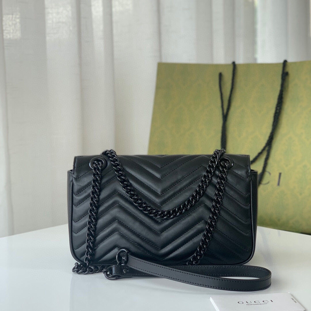 [TOP] GUCCI G*G Marmont Bag Small 26cm - All Black
