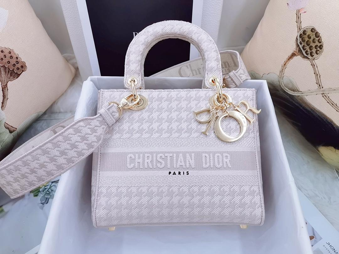 [Top] Christian Dior Lady Christian Dior Bag D-Lite Houndstooth - Rose Powder