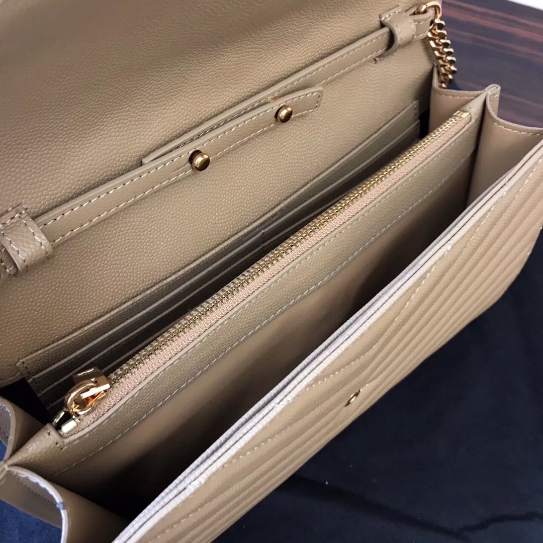 [TOP] Yves Saint Laurent YSL YSL Wallet On Chain - BEIGE