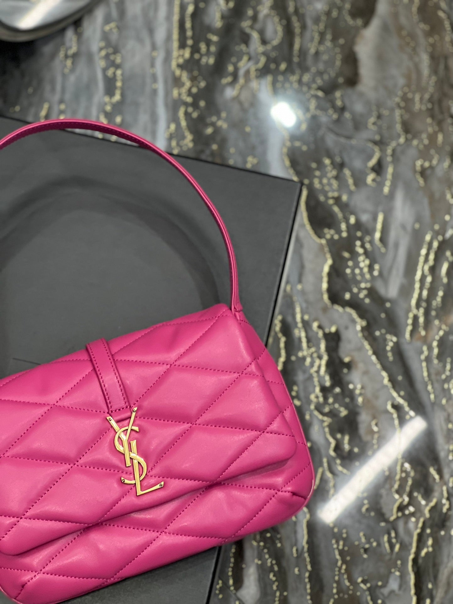 [TOP] Yves Saint Laurent YSL Le 57 Small Shoulder Bag - Hot Pink